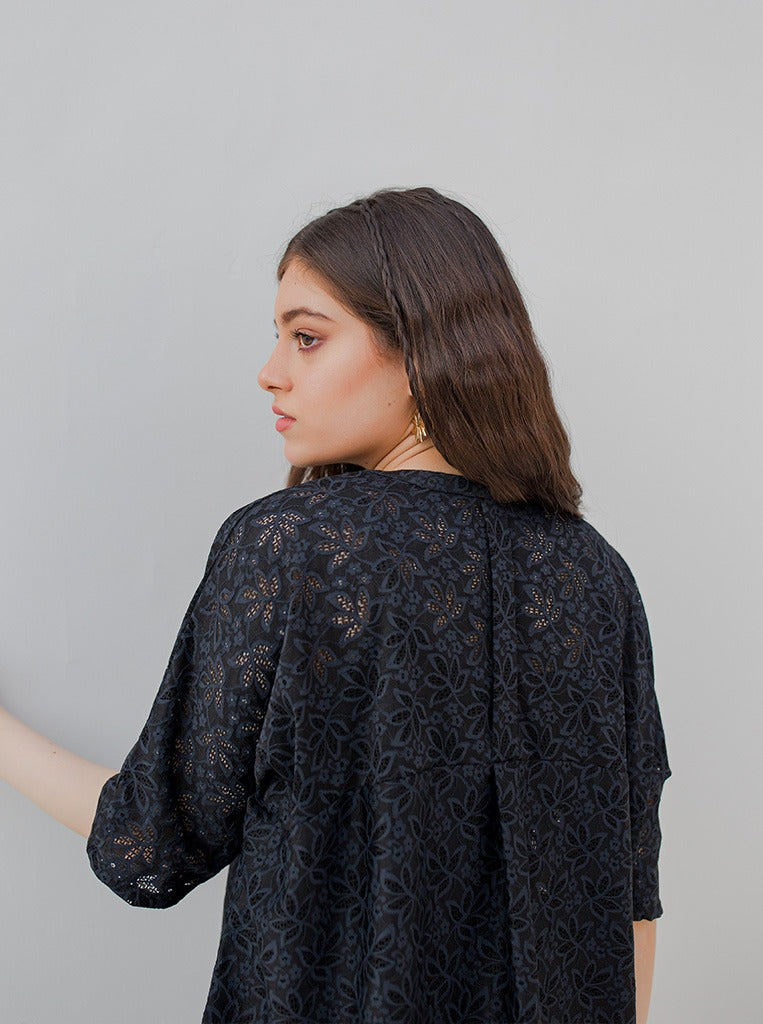 Black Lace Boxy Top