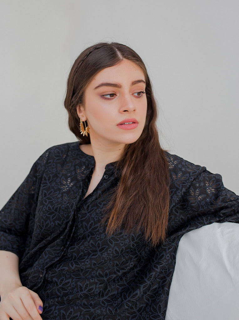 Black Lace Boxy Top