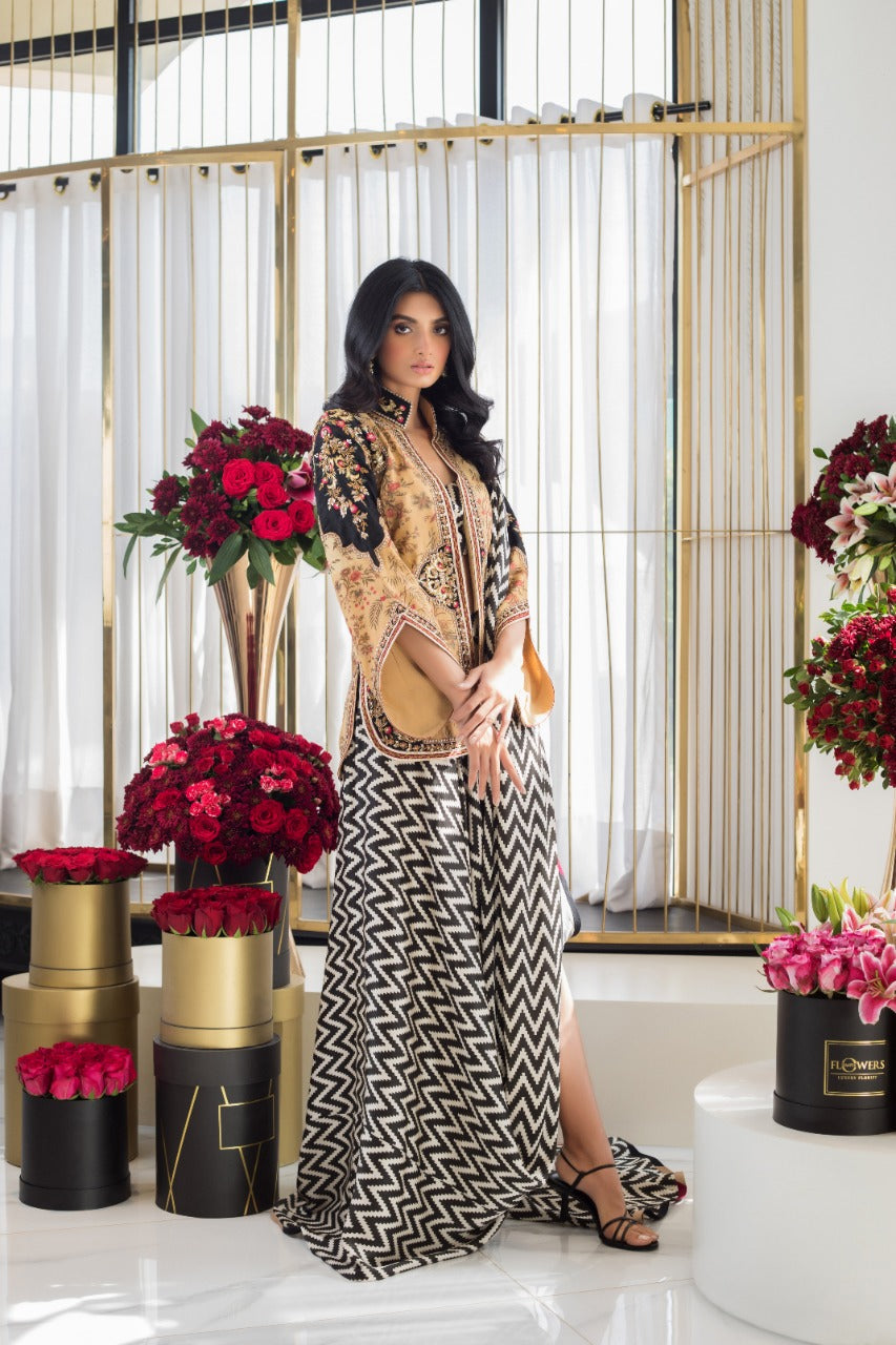 Printed Charmeuse Sari Jacket