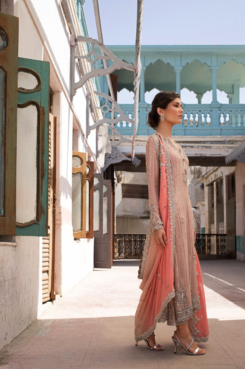 Tea Pink Georgette Kaamdani