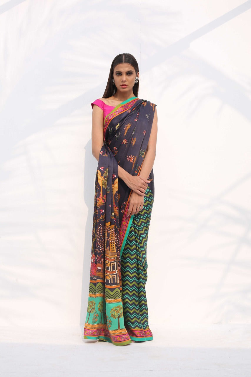 Charmeuse Digitally Printed Sari