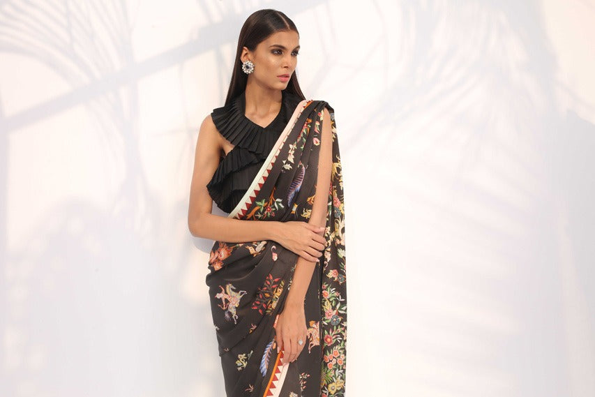 Digitally Printed Charmeuse Sari