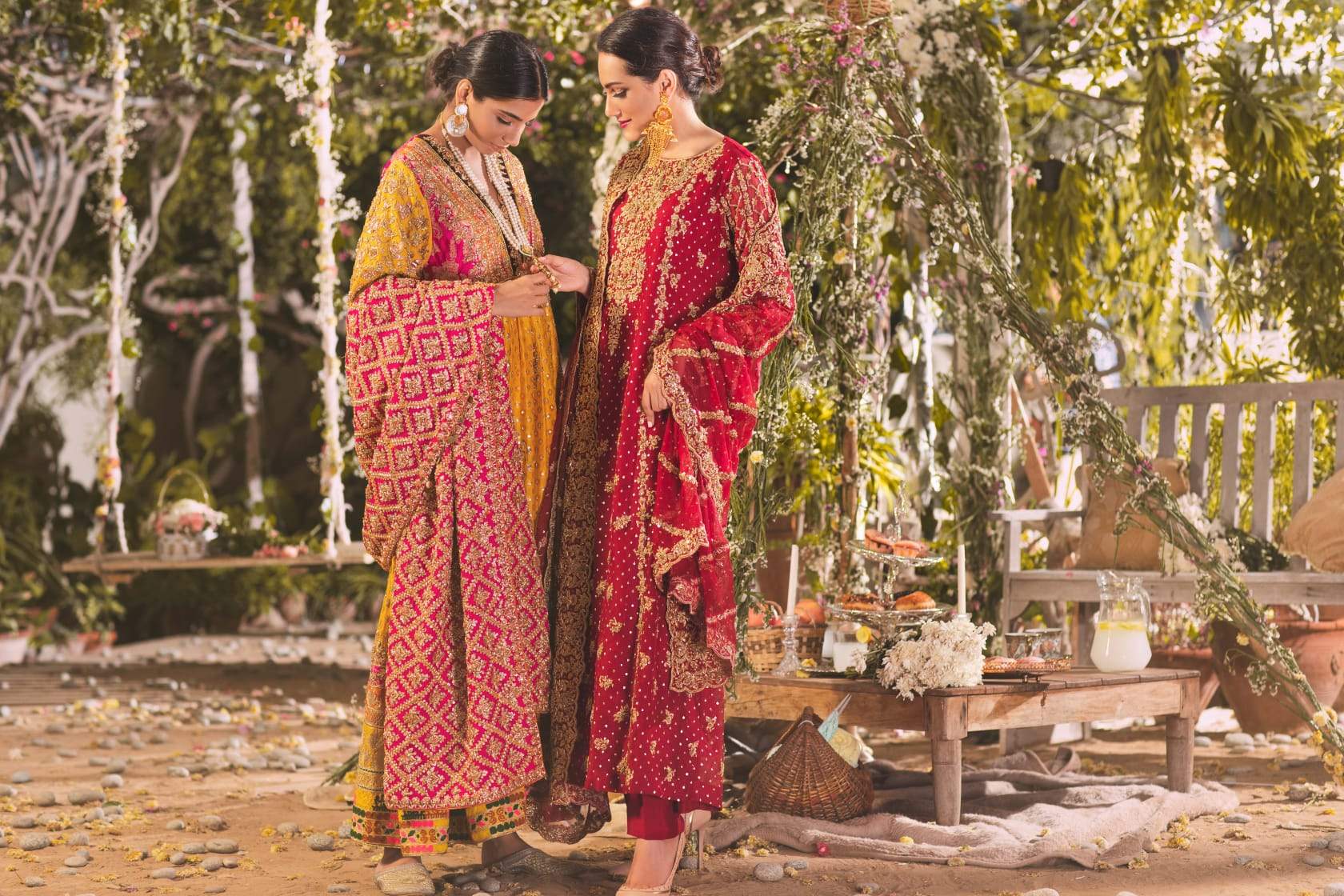 " Meenah " Maroon Bridal ( Long Kameez with Trousers )