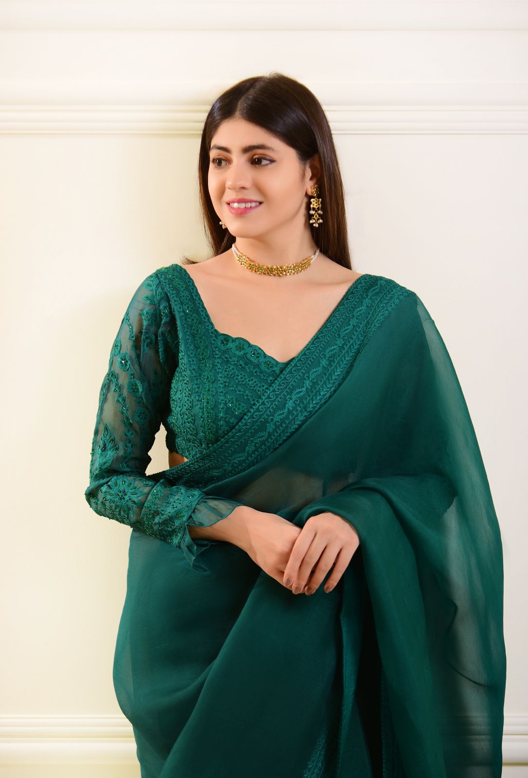 Poison Green Saree