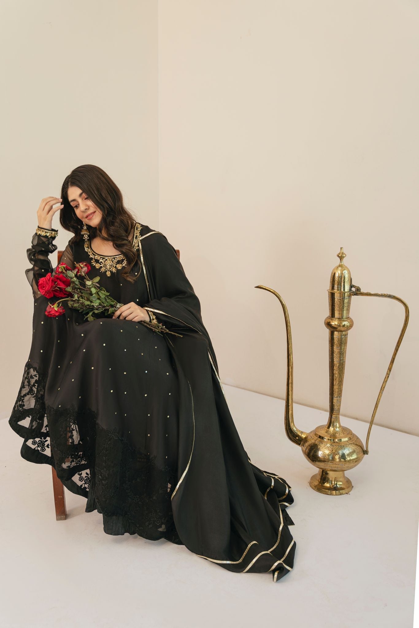 Black Silk Pishwas