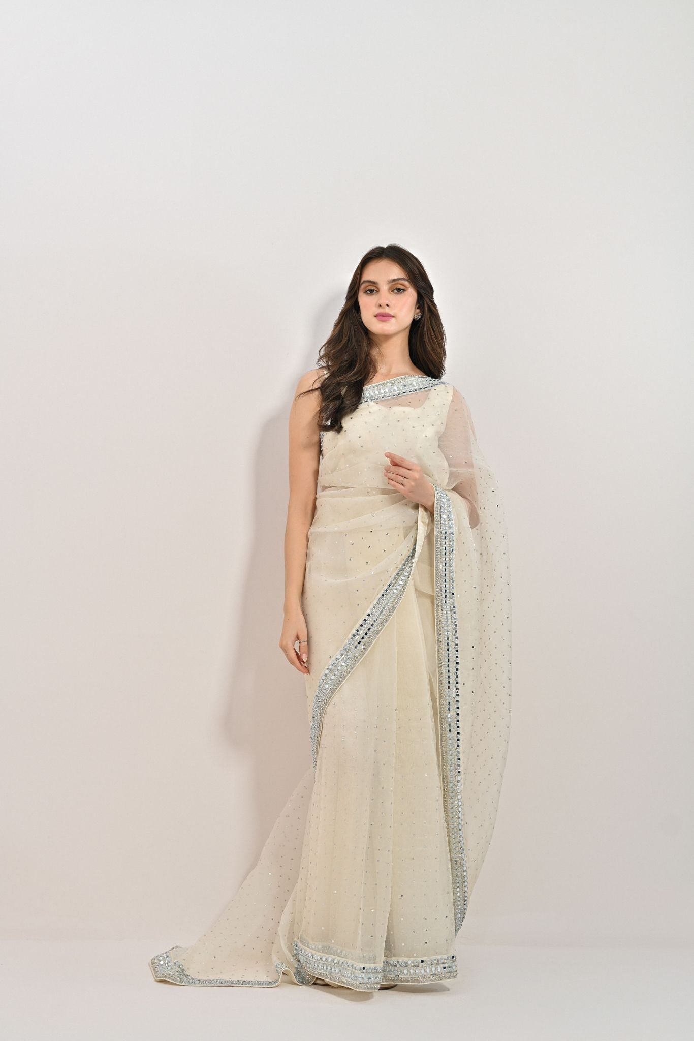 Mahnoor White Organza Saree
