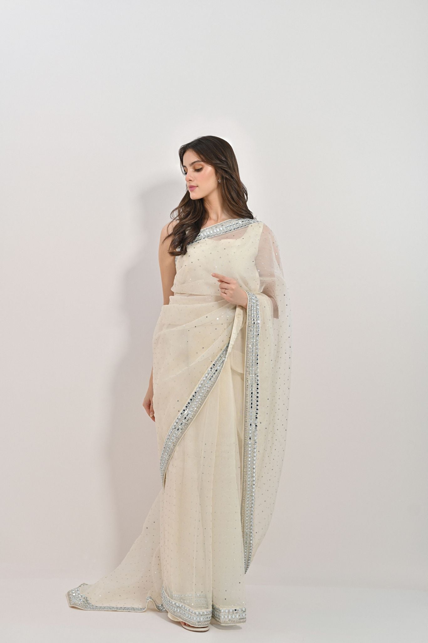 Mahnoor White Organza Saree