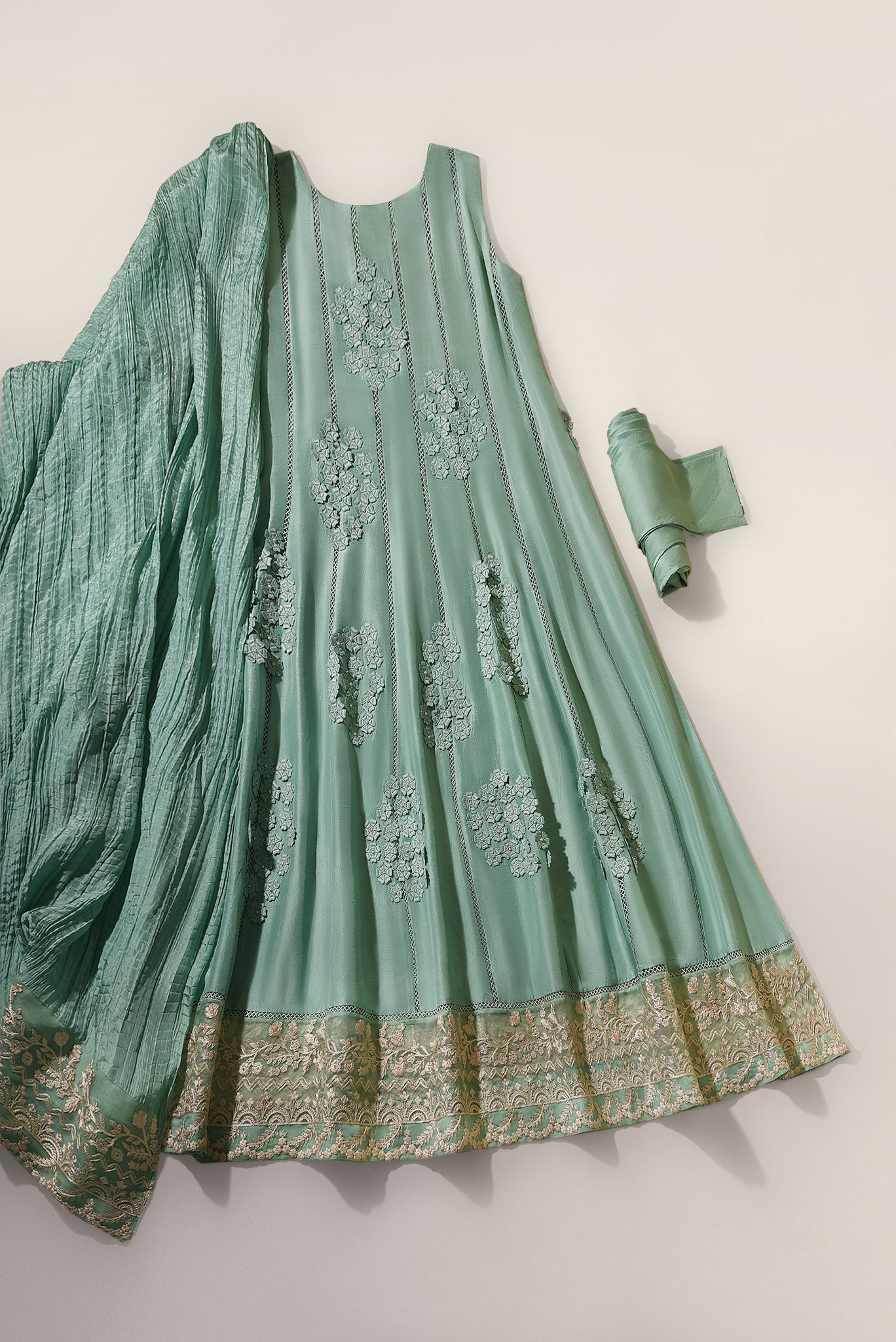 Floral Angrakha Mint