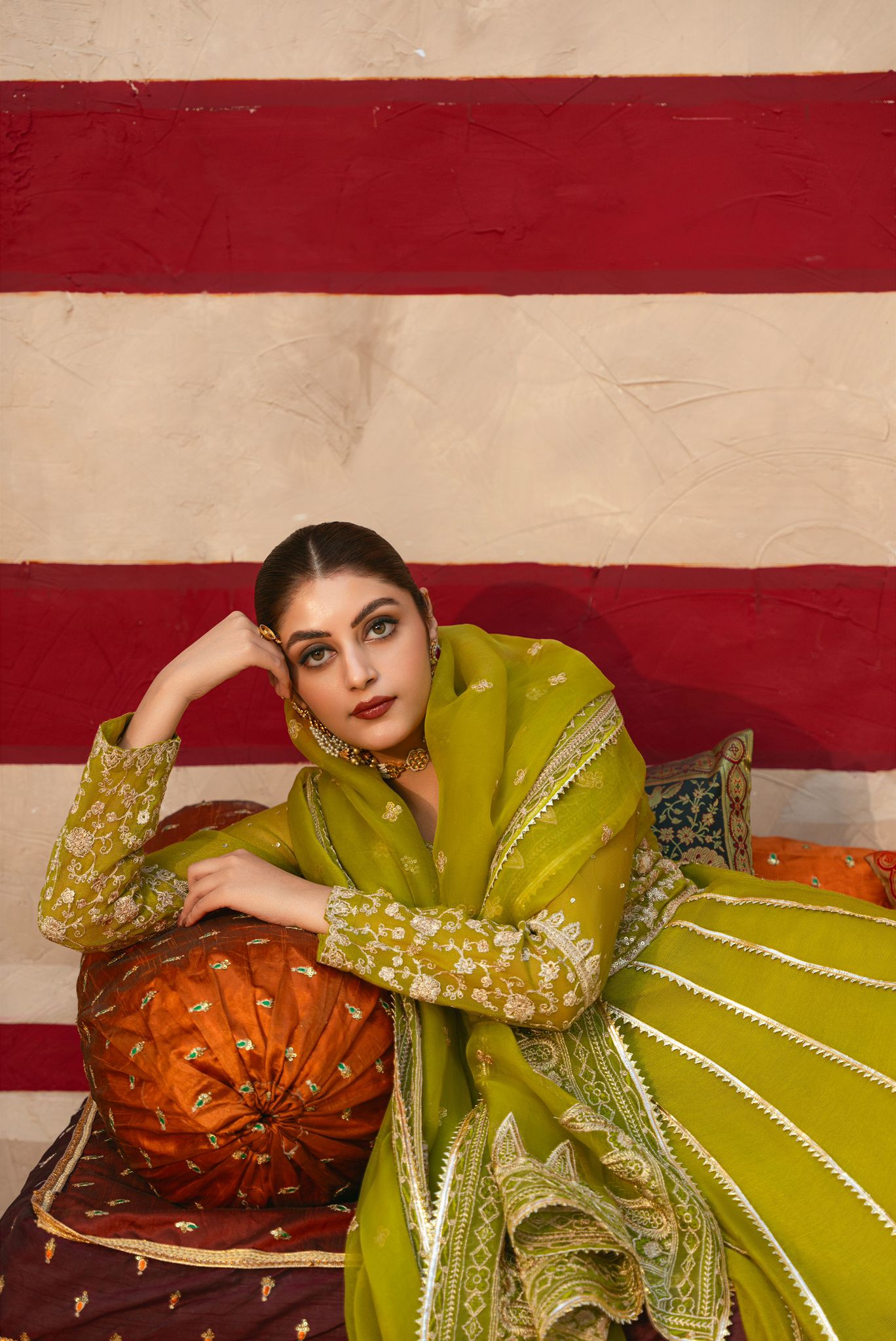 Mehndi Green Pishwas