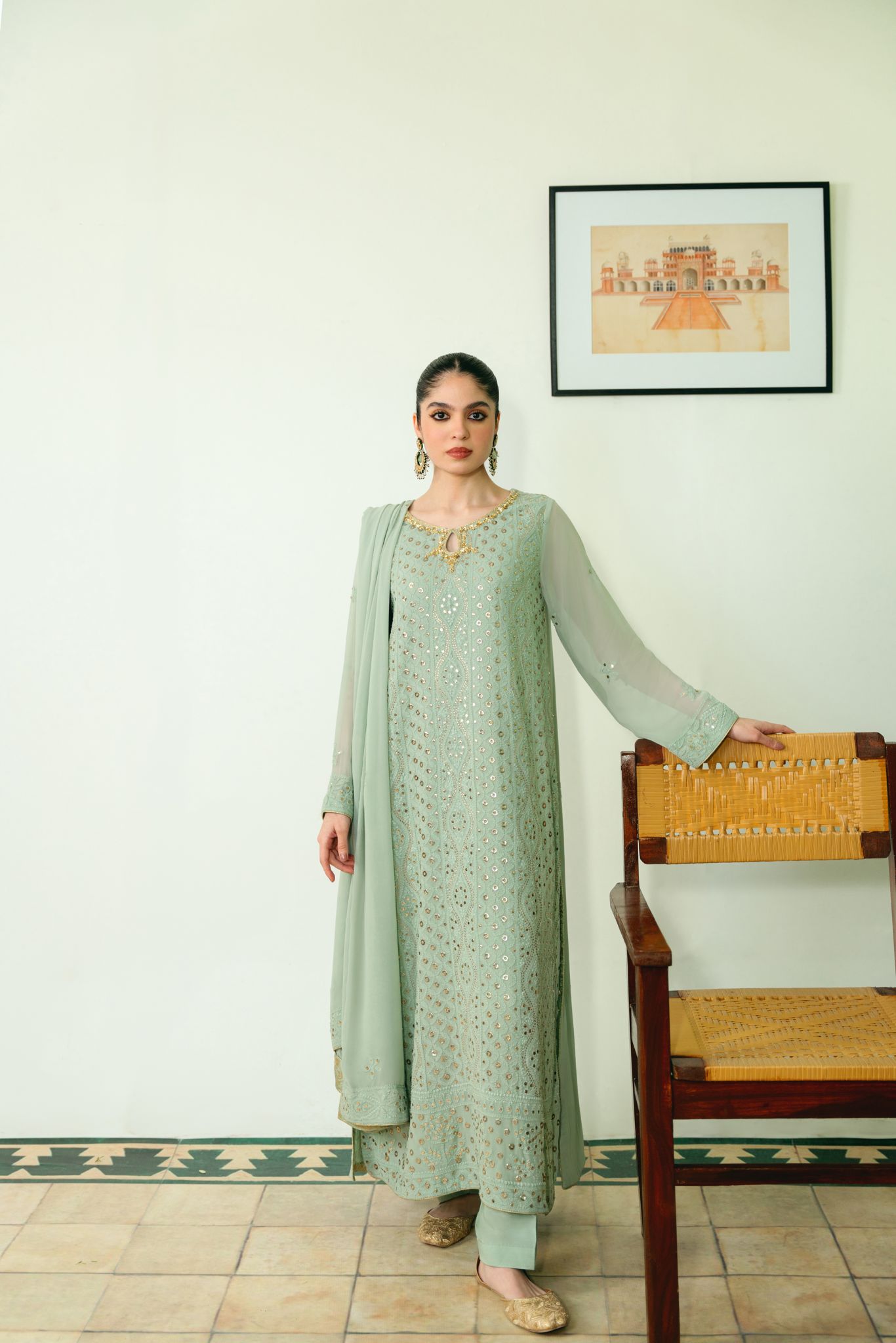 Mint Green Chikankari