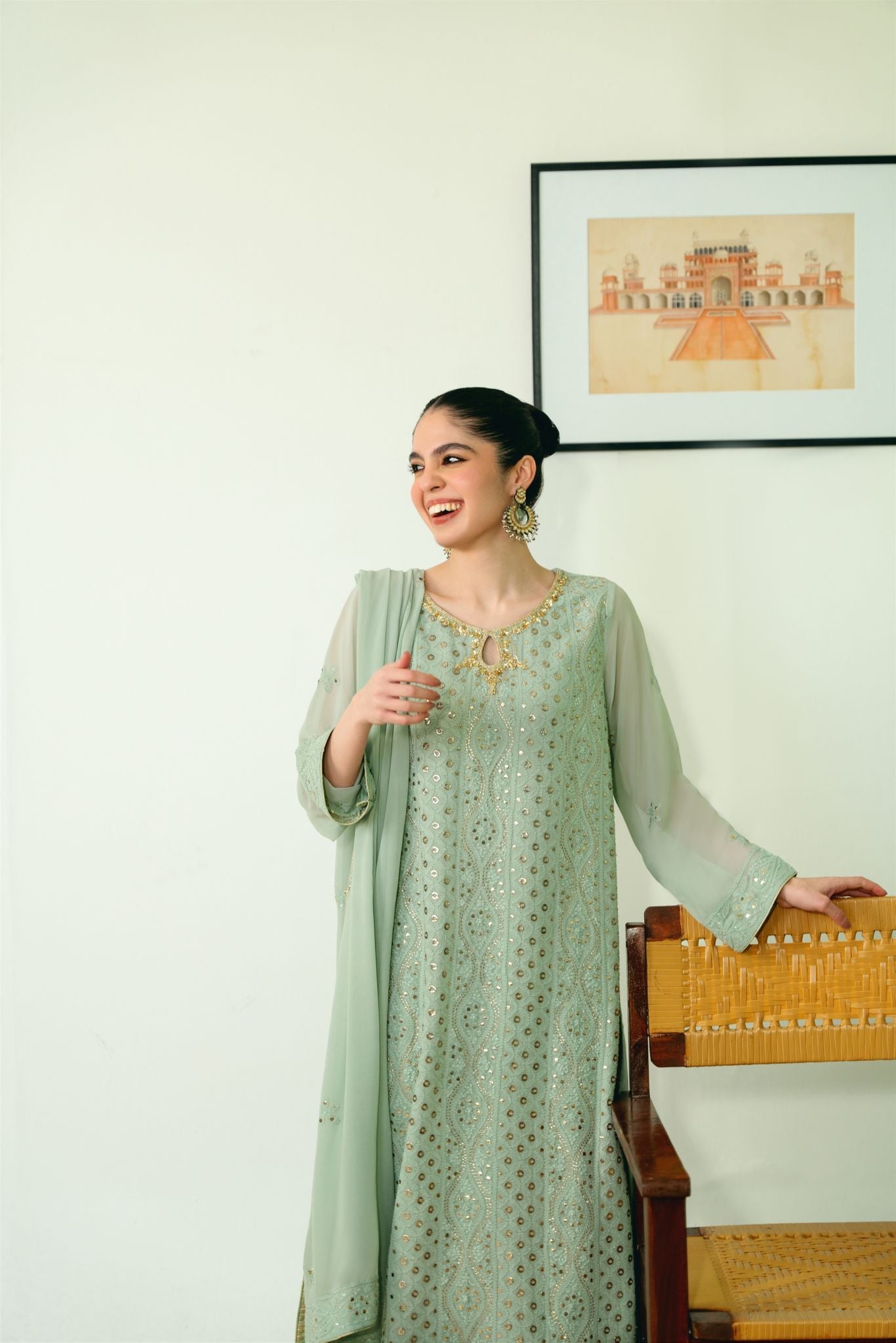 Mint Green Chikankari