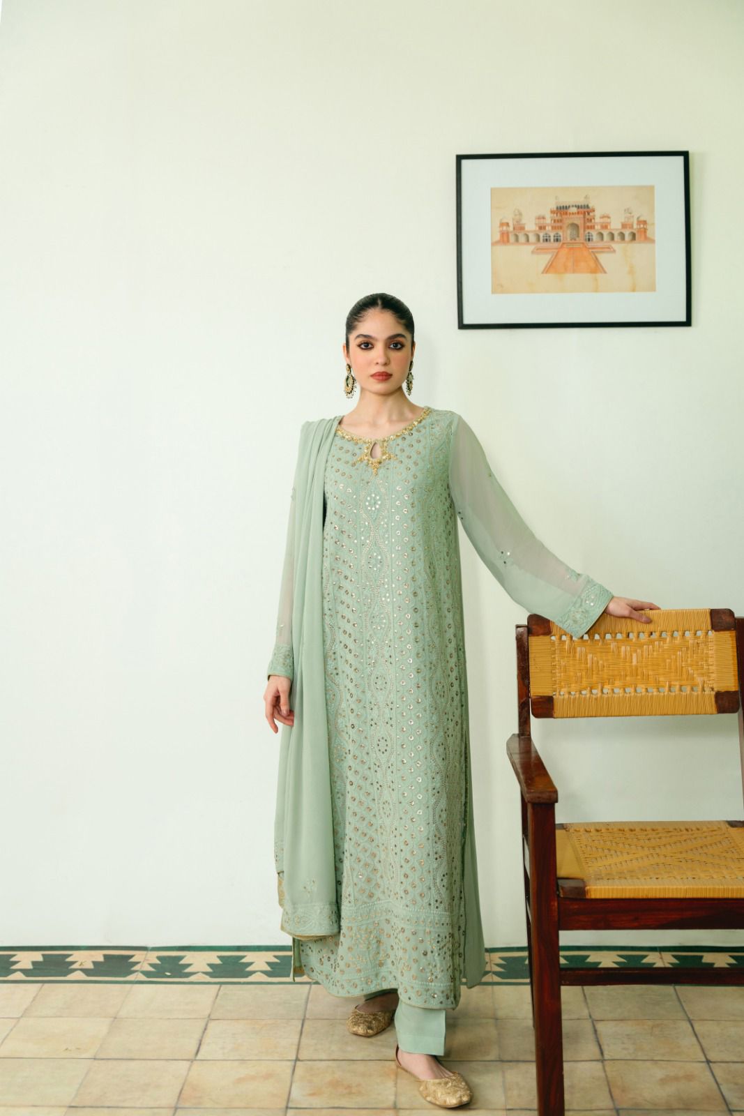 Mint Green Chikankari