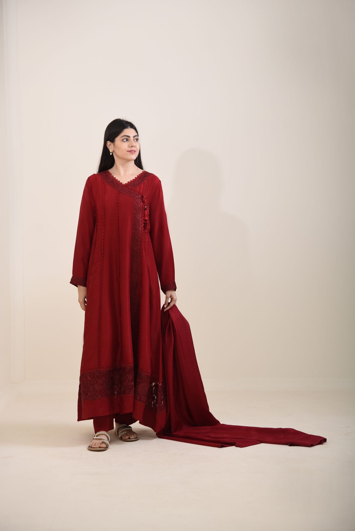 Maroon Silk Angrakha