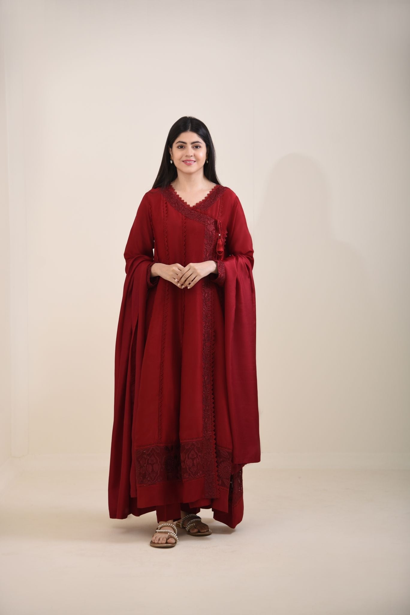 Maroon Silk Angrakha