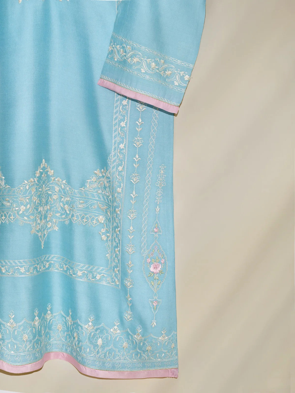 2 Piece- Pure Silk Net Embroidered Suit S110443 (RTS)