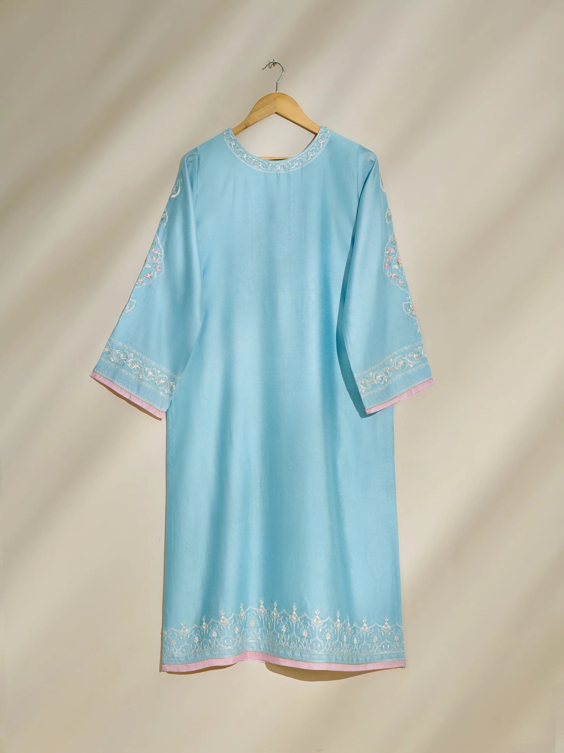 2 Piece- Pure Silk Net Embroidered Suit S110443 (RTS)