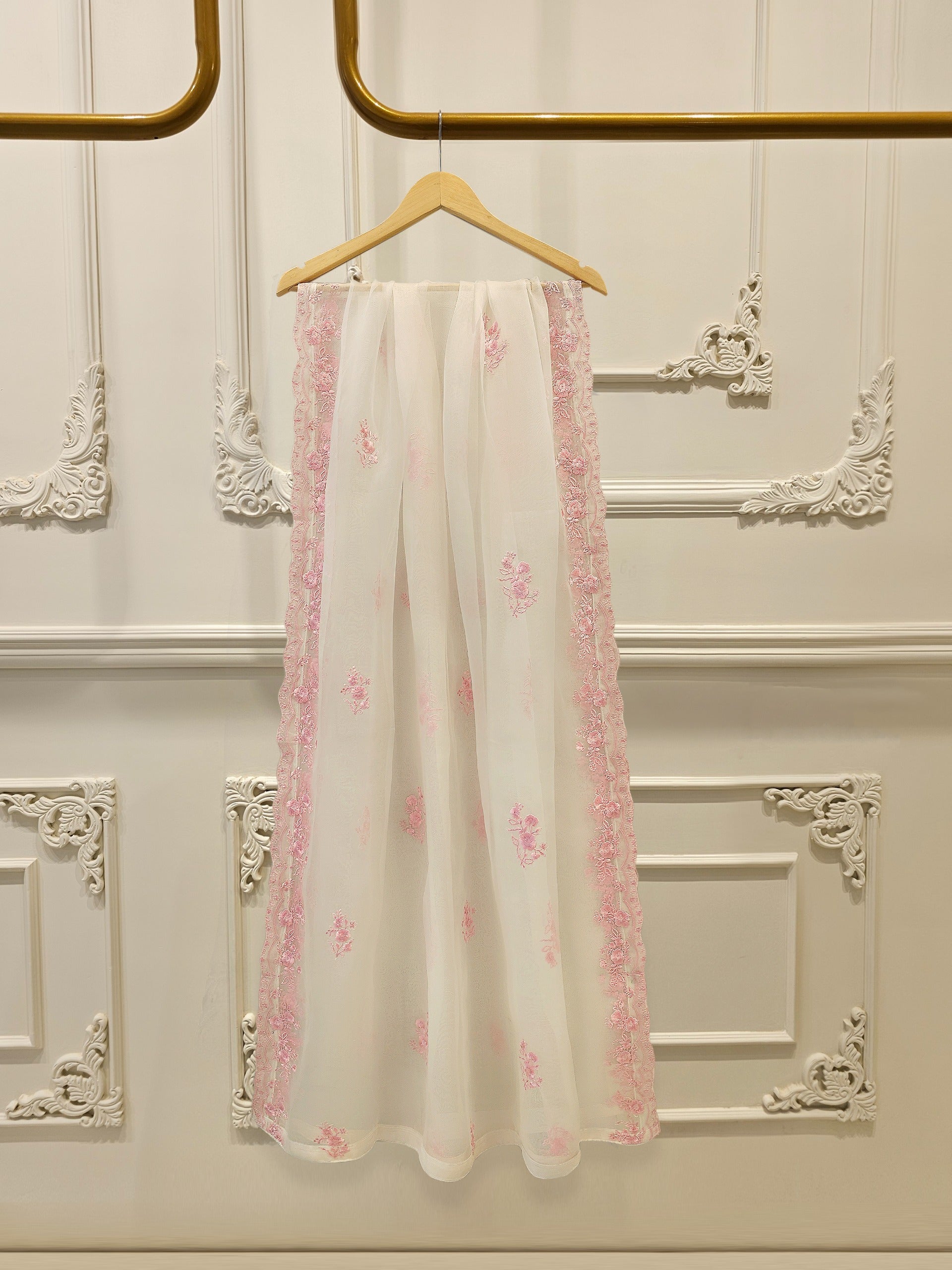 3 Piece - Pure Organza Embroidered Suit S112343