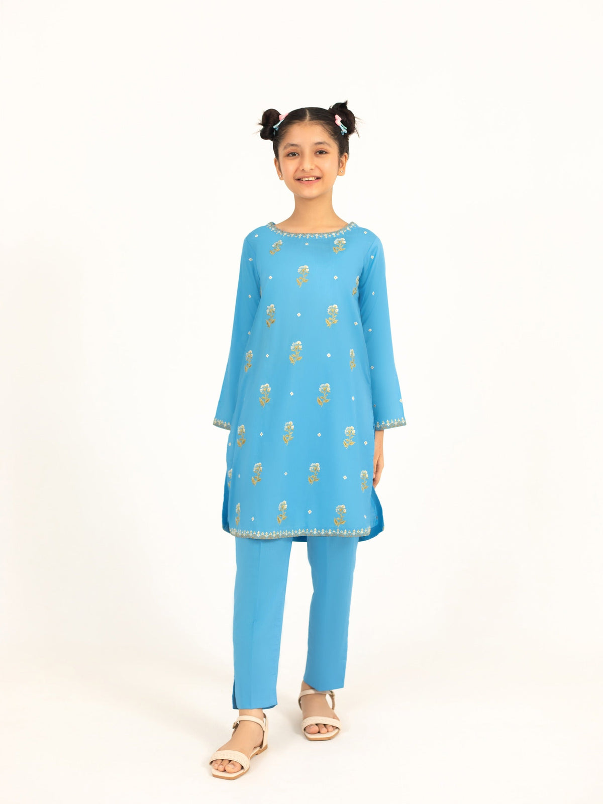 (Kids) 2 Piece - Embroidered Lawn Suit FKD-090