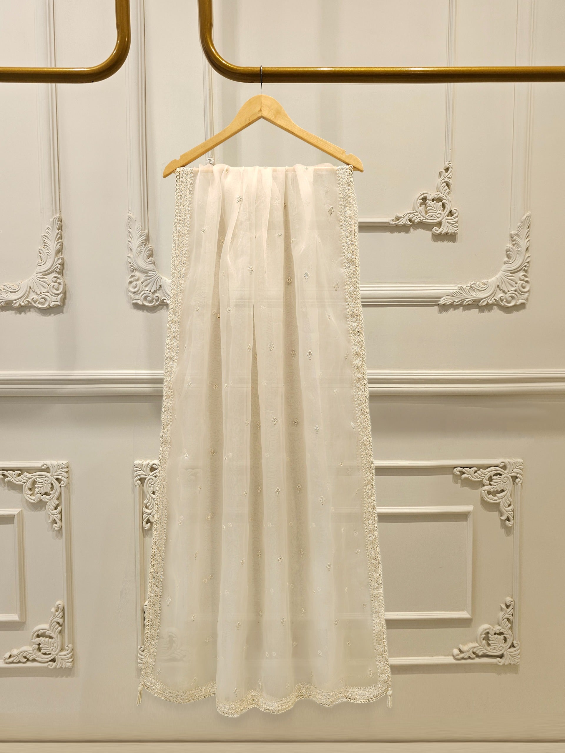 3 Piece - Pure Organza Embroidered Suit S112454