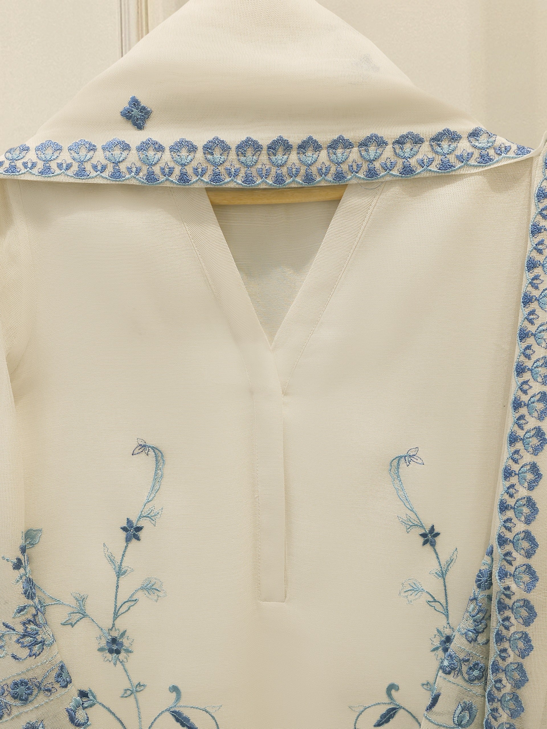 3 Piece - Pure Embroidered Cotton Net Suit S112942