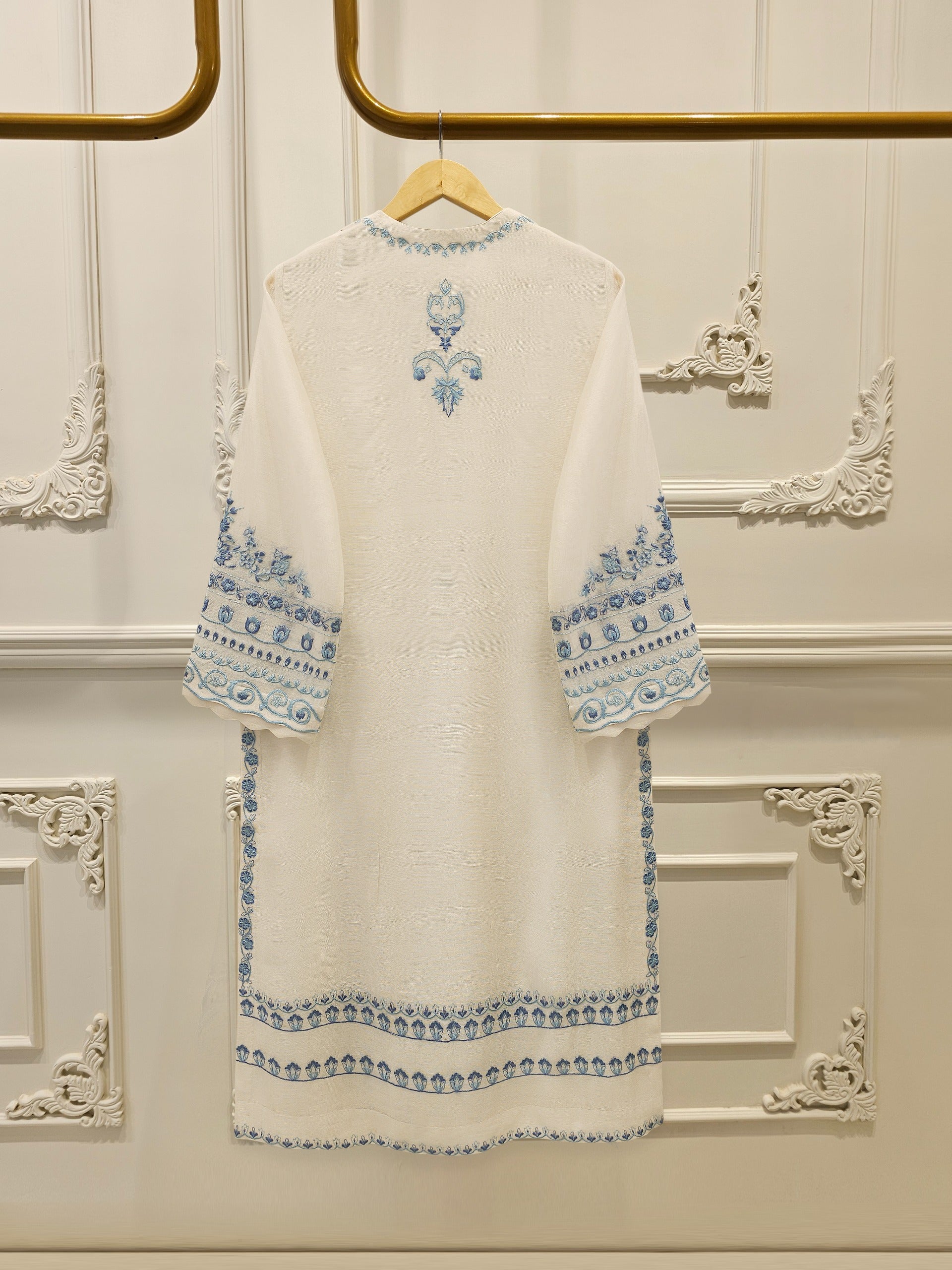 3 Piece - Pure Embroidered Cotton Net Suit S112942
