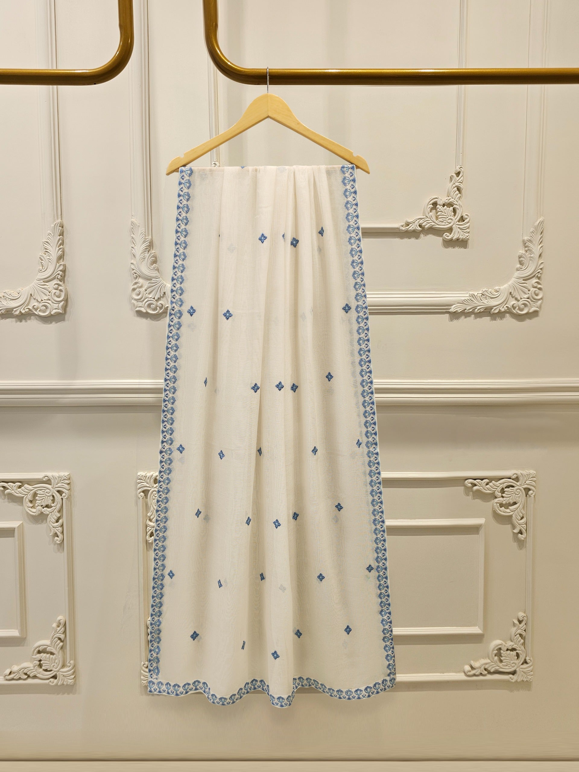 3 Piece - Pure Embroidered Cotton Net Suit S112942
