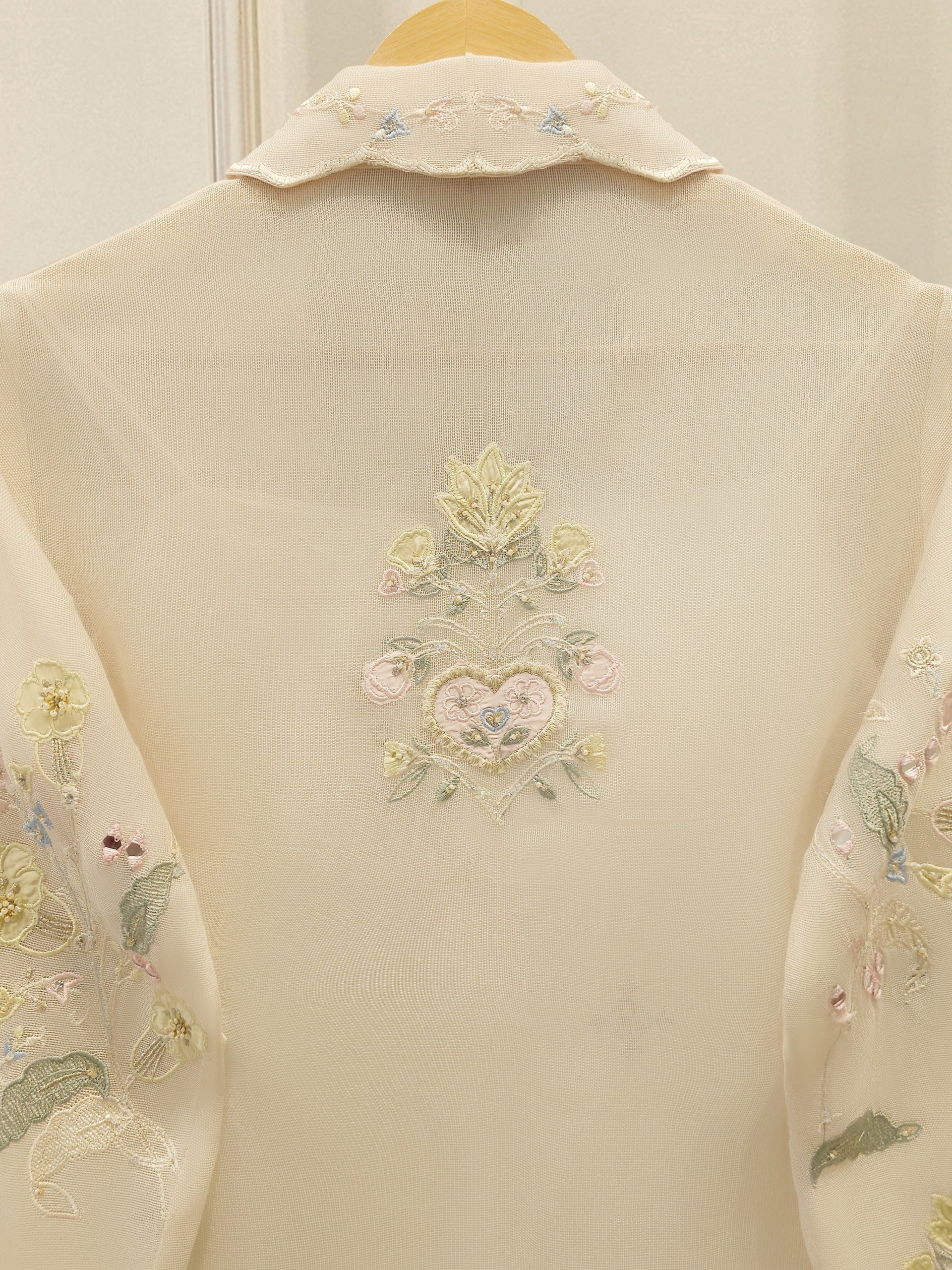 Pure Embroidered Cotton Net Shirt S112911