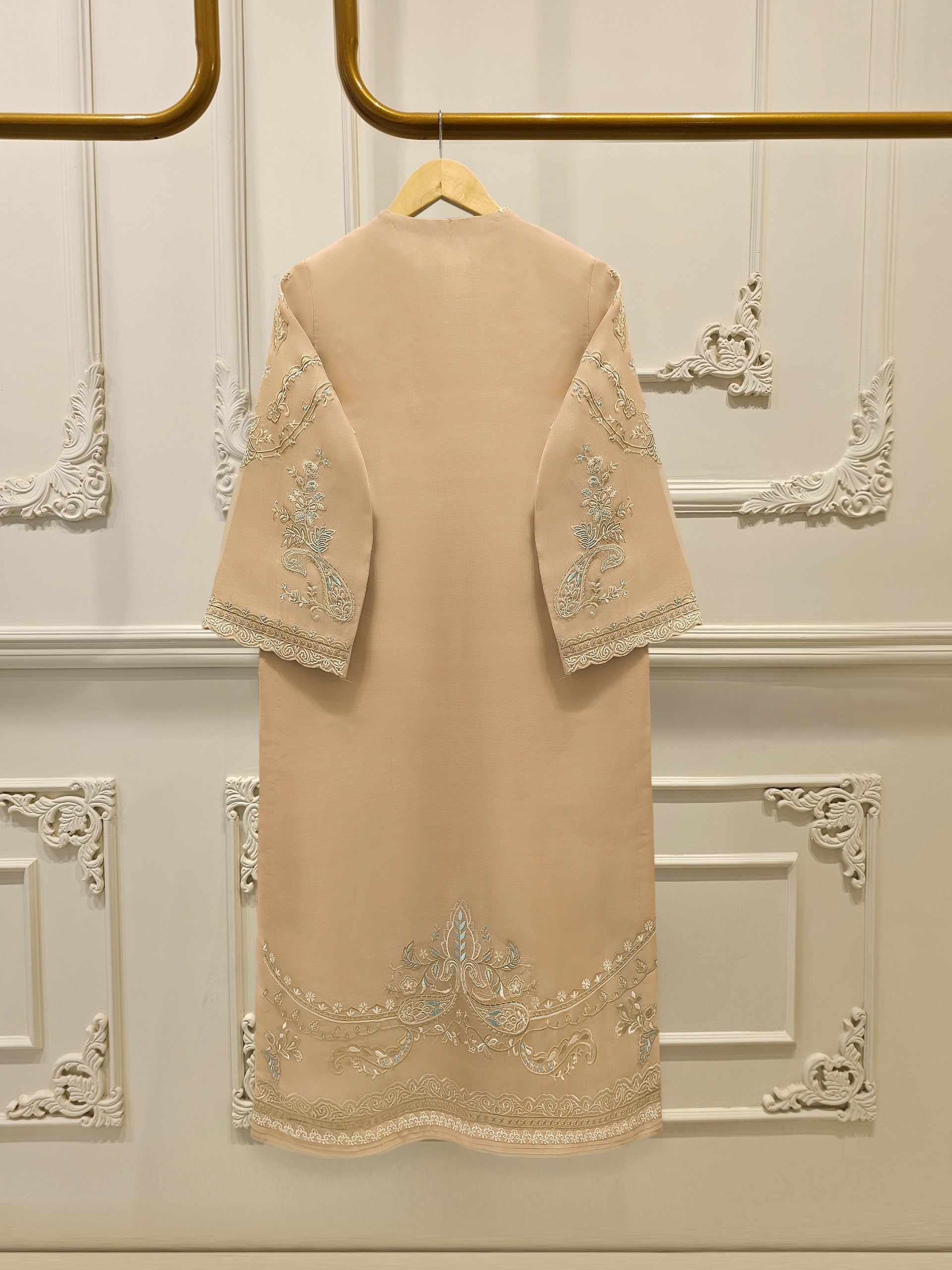 3 Piece - Pure Organza Embroidered Suit S112948