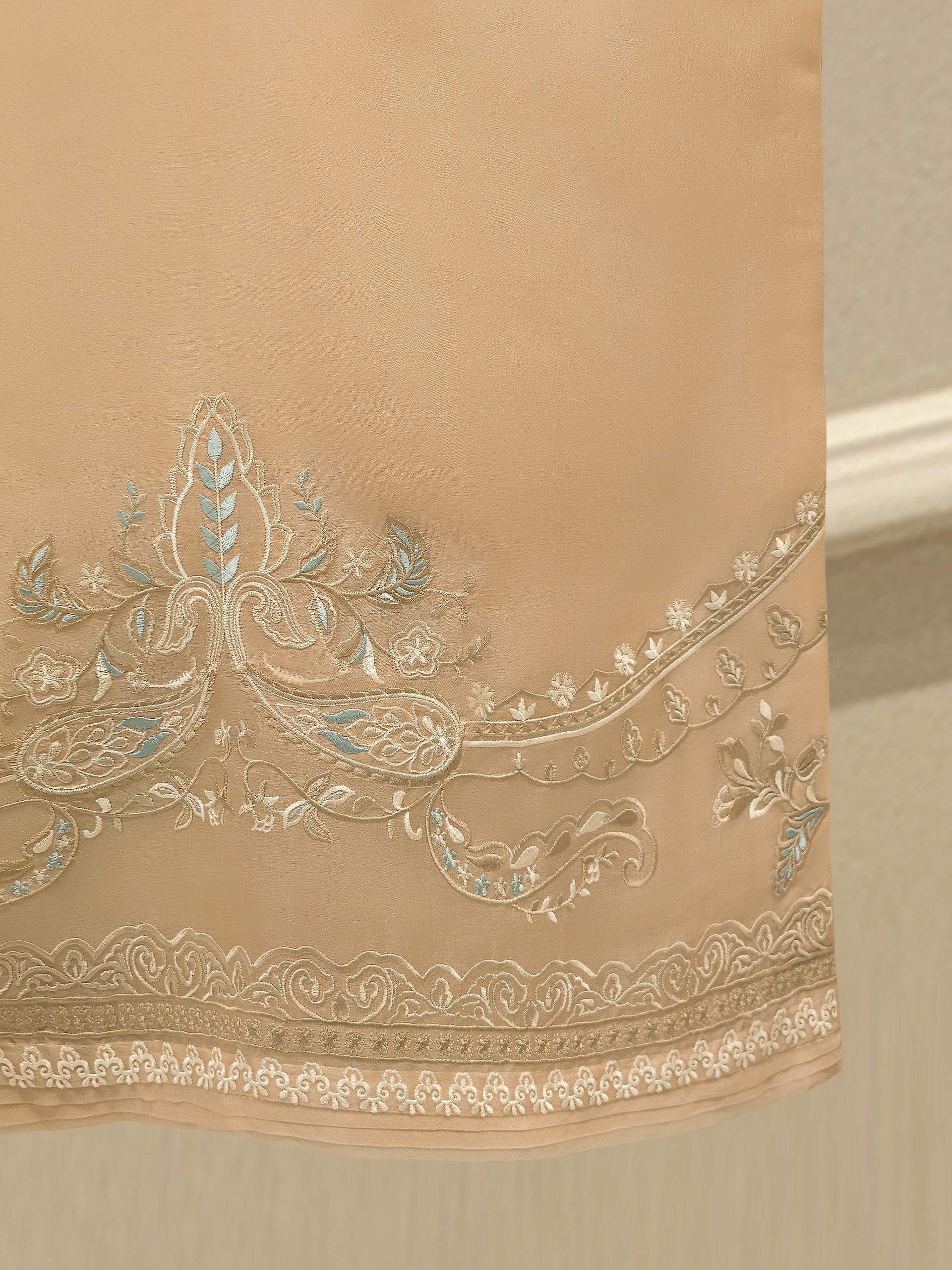 3 Piece - Pure Organza Embroidered Suit S112948