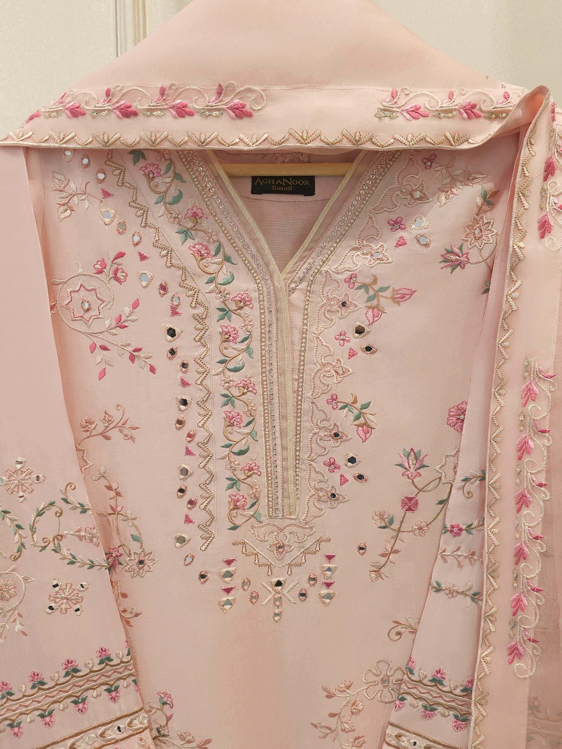 3 Piece- Pure Sheesha Silk Embroidered Suit S112990