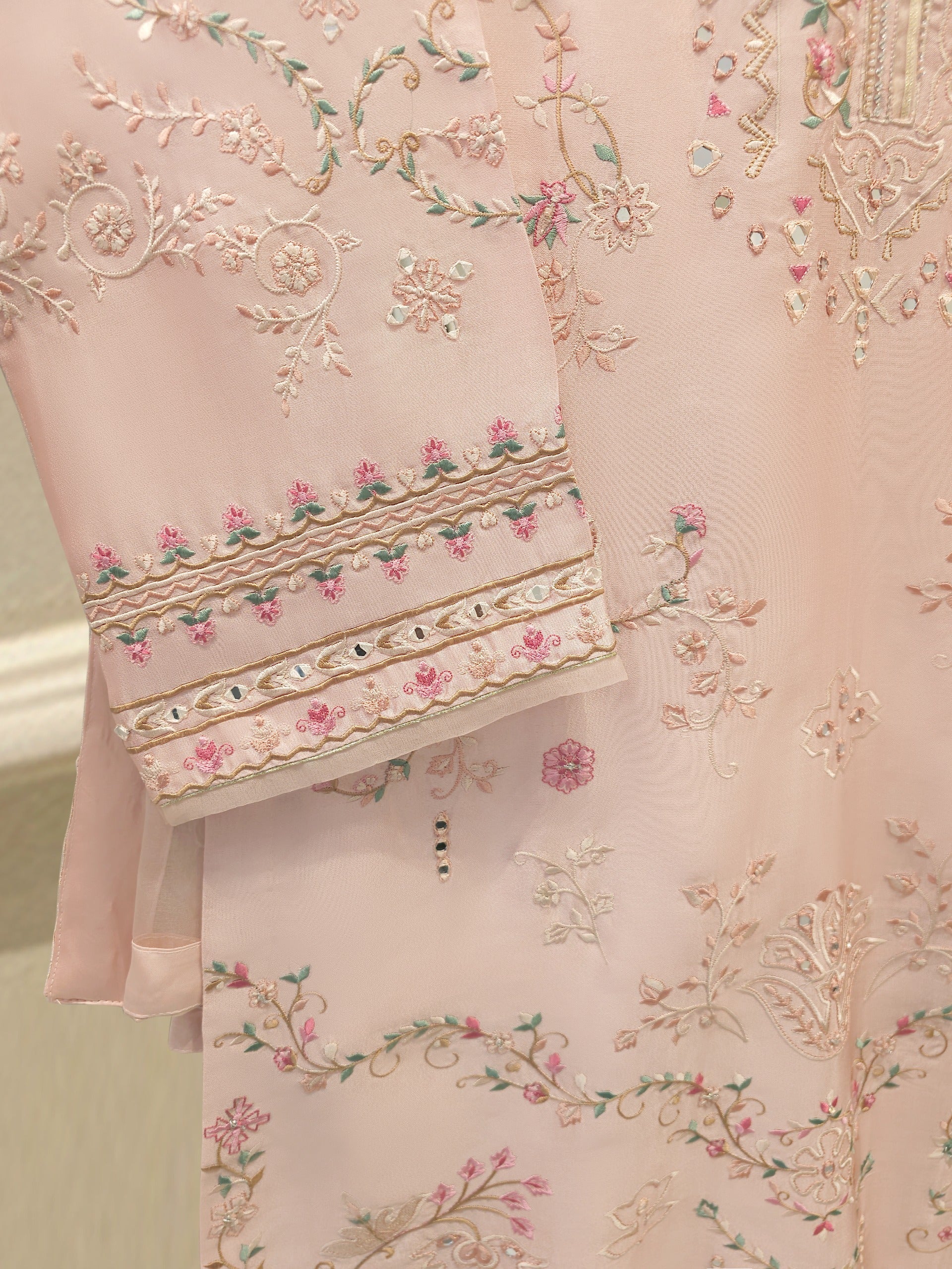 3 Piece- Pure Sheesha Silk Embroidered Suit S112990
