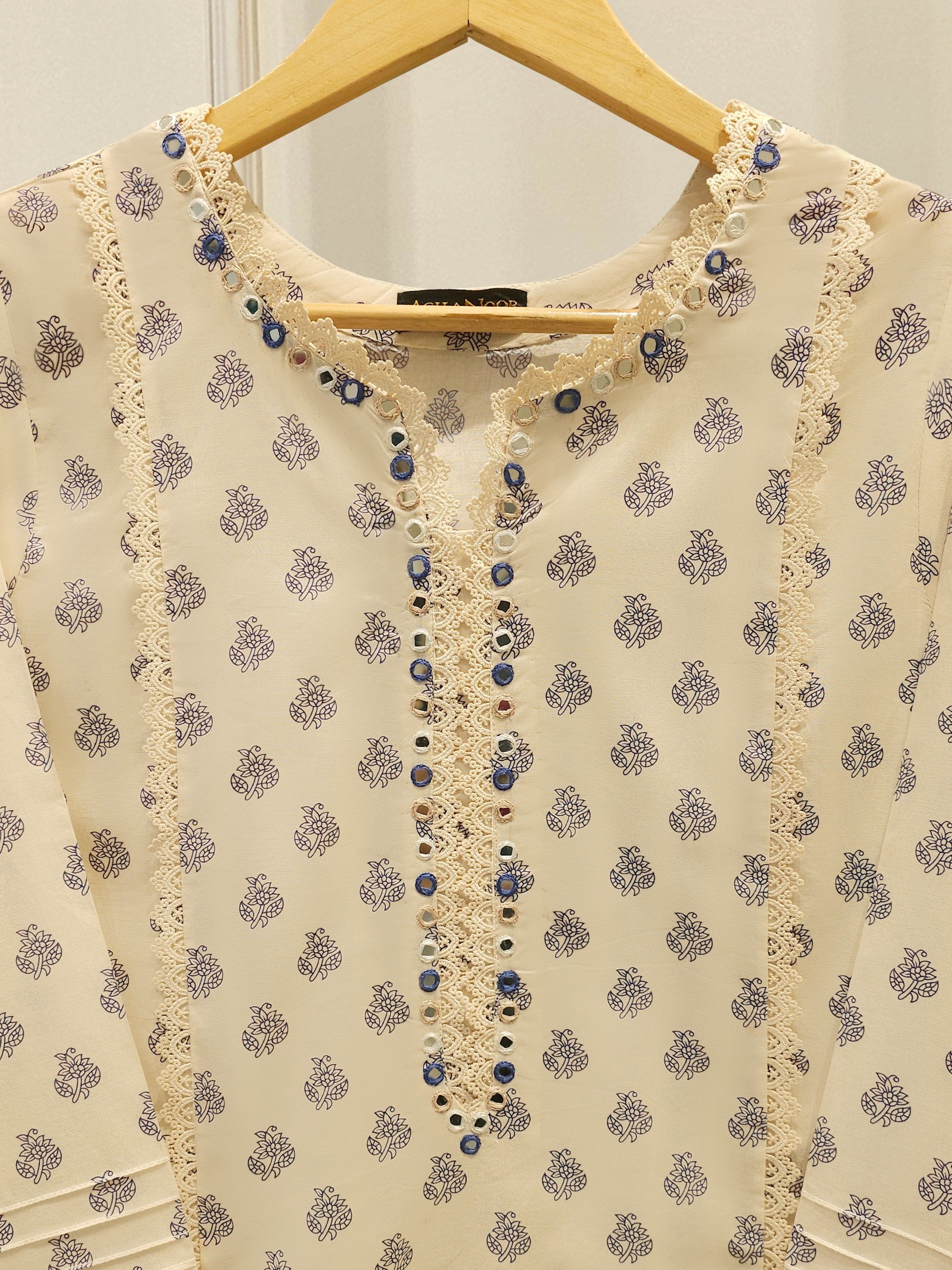 Digital Printed Embroidered Cambric Shirt S112989