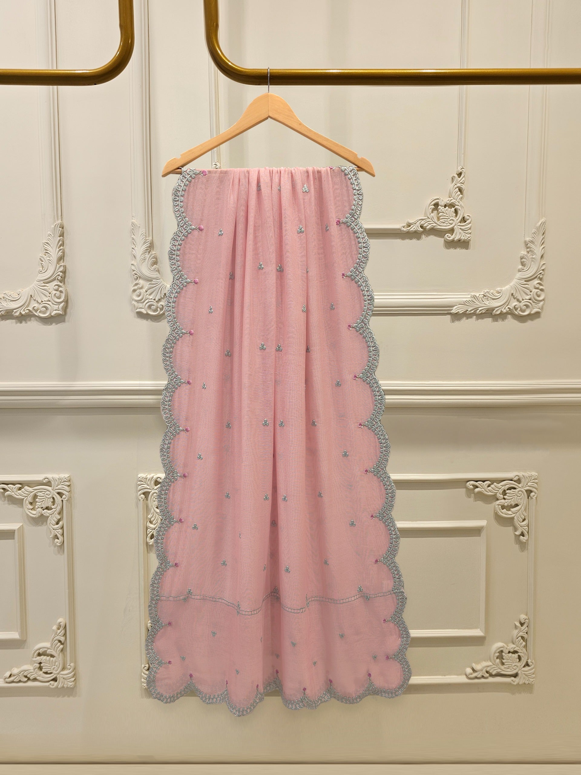 3 Piece - Pure Embroidered Cotton Net Suit S112986