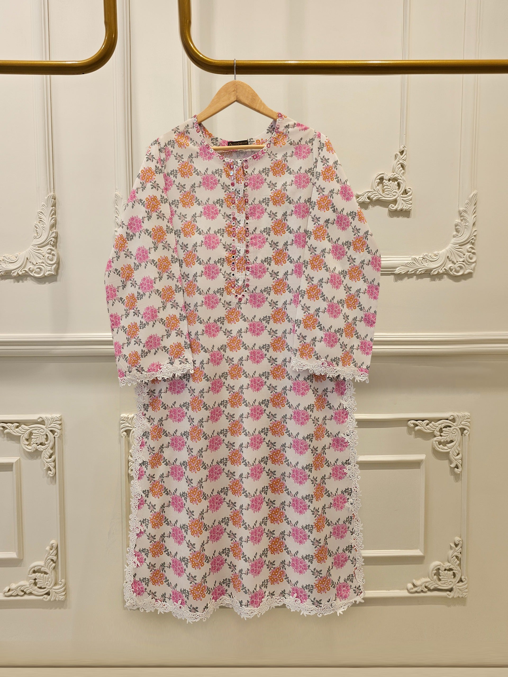 Digital Printed Embroidered Cambric Shirt S113070
