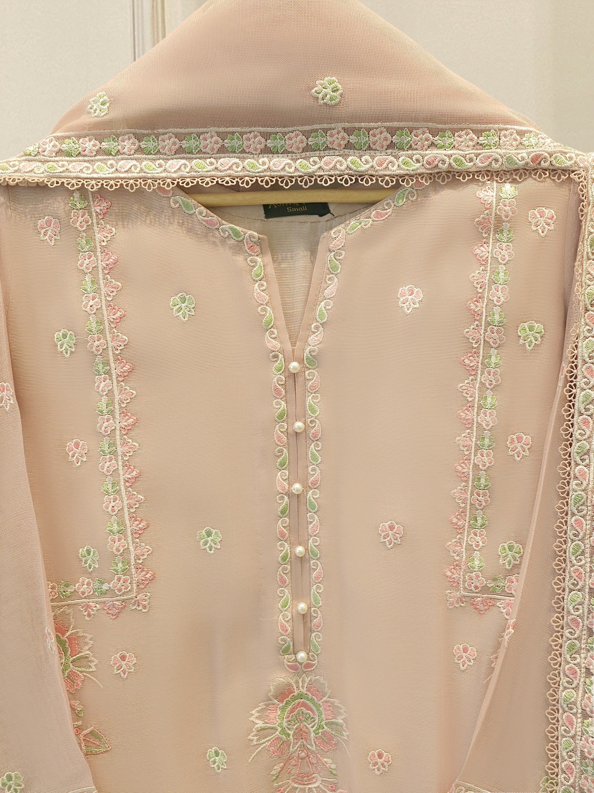 3 Piece - Pure Embroidered Cotton Net Suit S113171