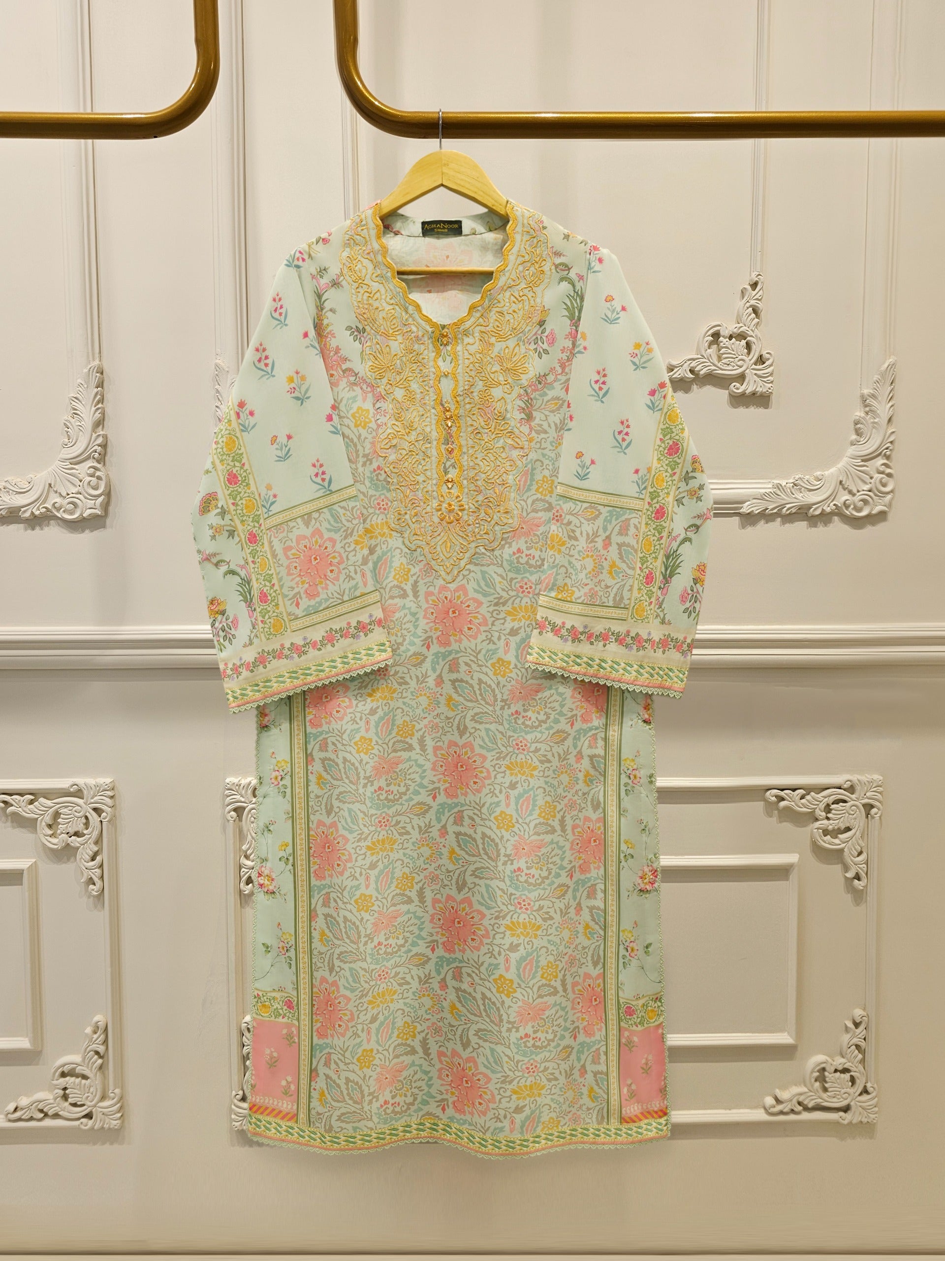 Digital Printed Embroidered Cambric Shirt S113280