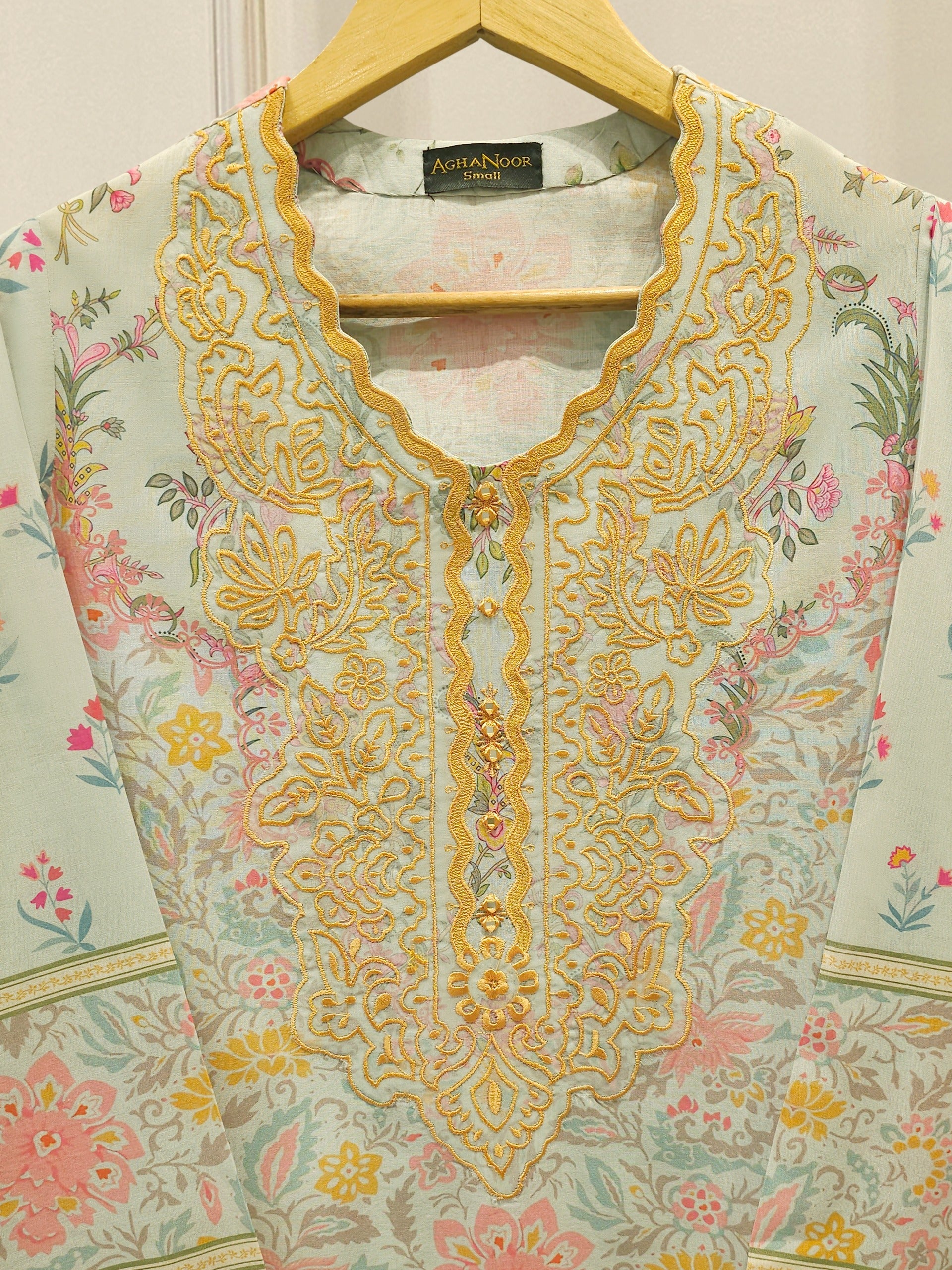 Digital Printed Embroidered Cambric Shirt S113280