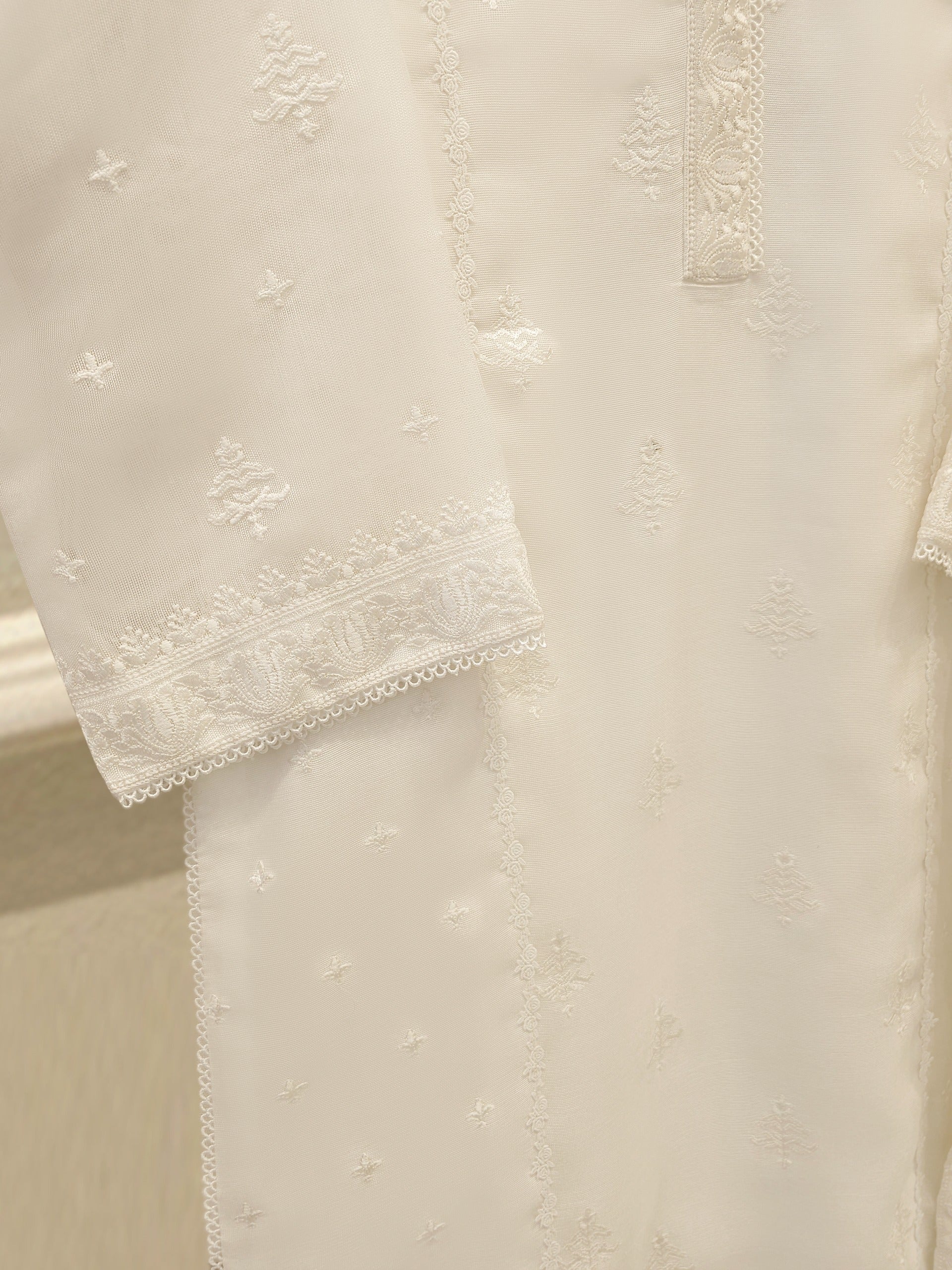 (Unstitched) 3 Piece - Pure Embroidered Cotton Net Suit S113611