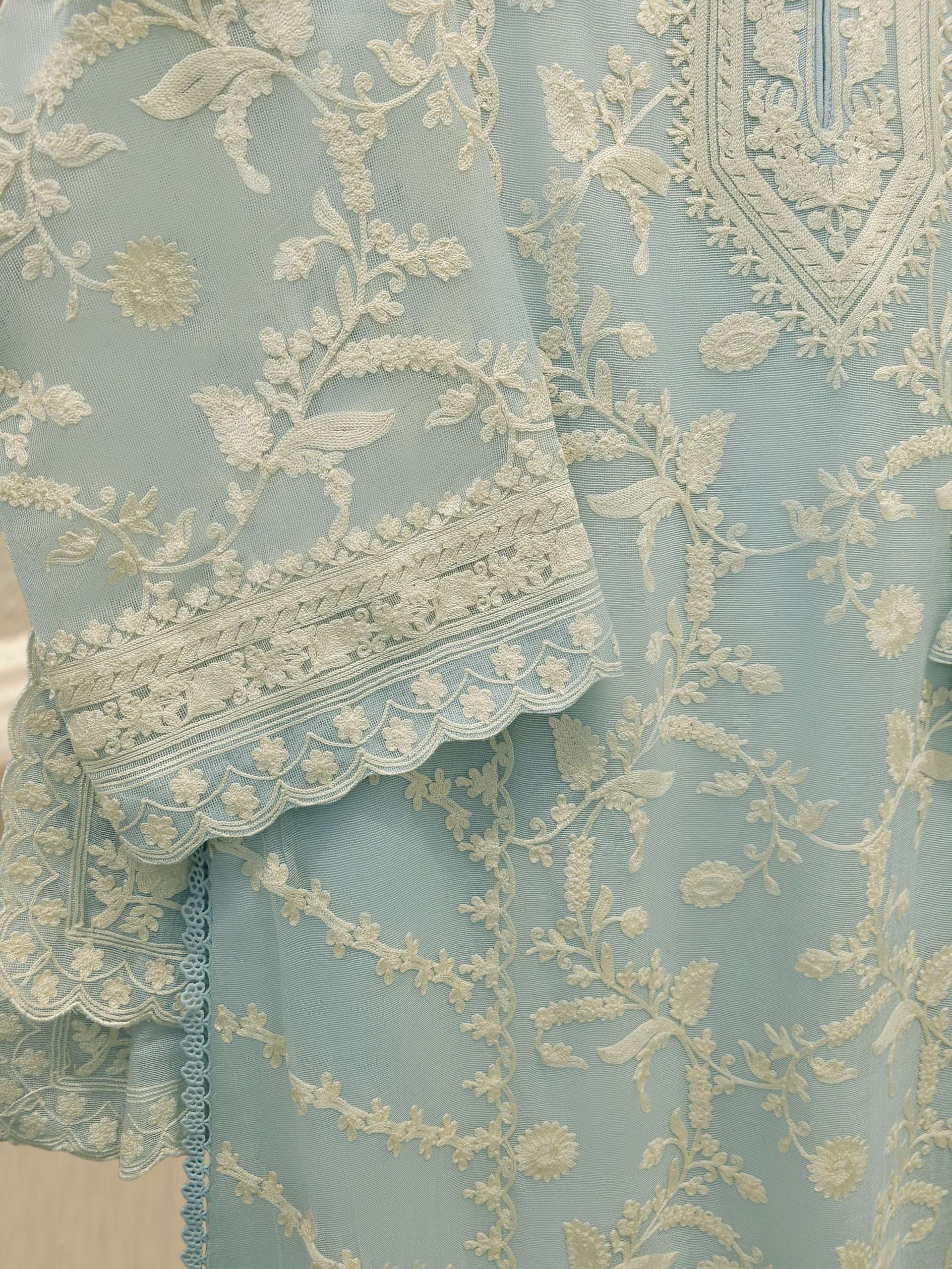 3 Piece - Pure Embroidered Cotton Net Suit S114125