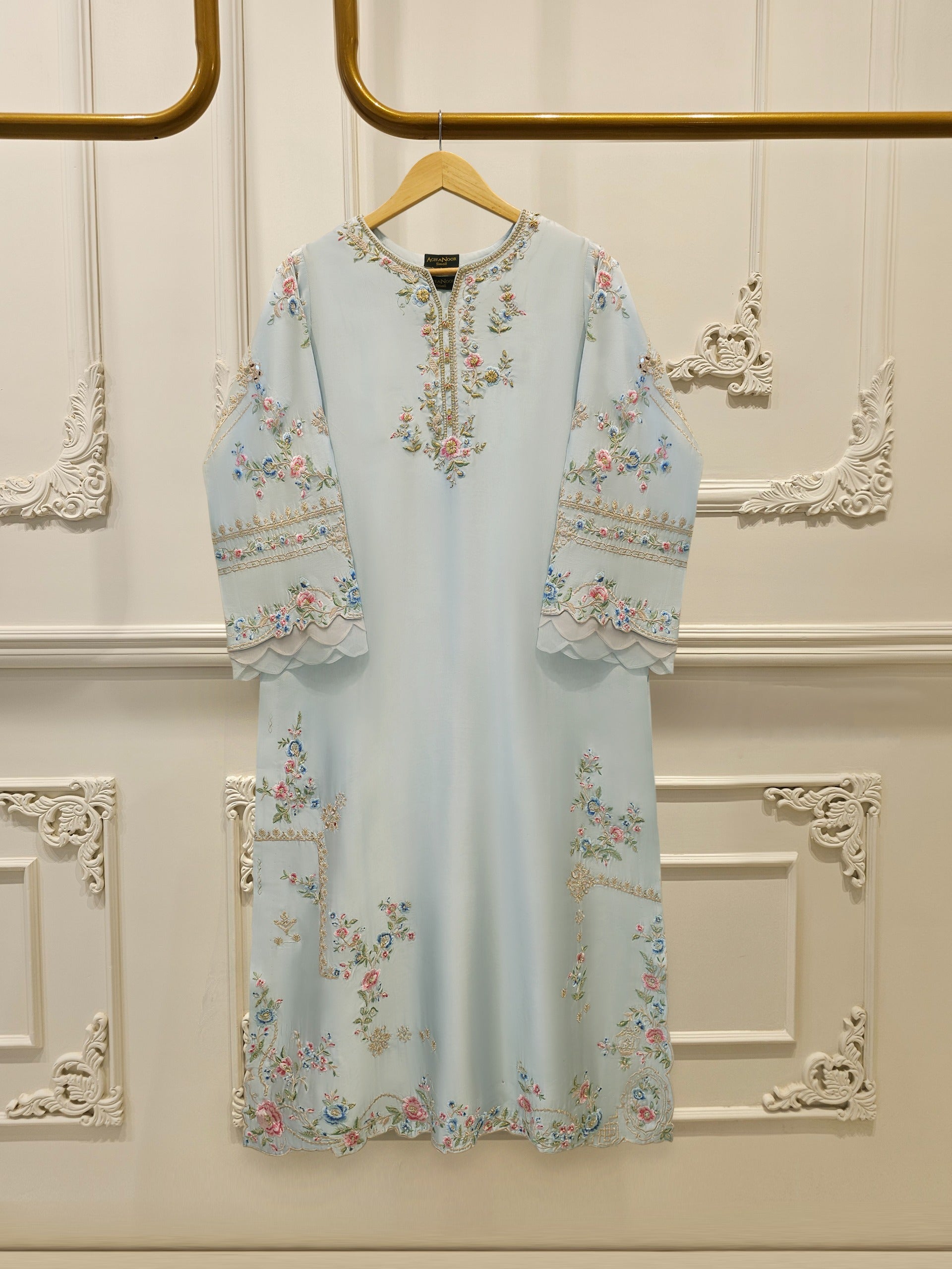 2 Piece- Pure Sheesha Silk Embroidered Suit S114238