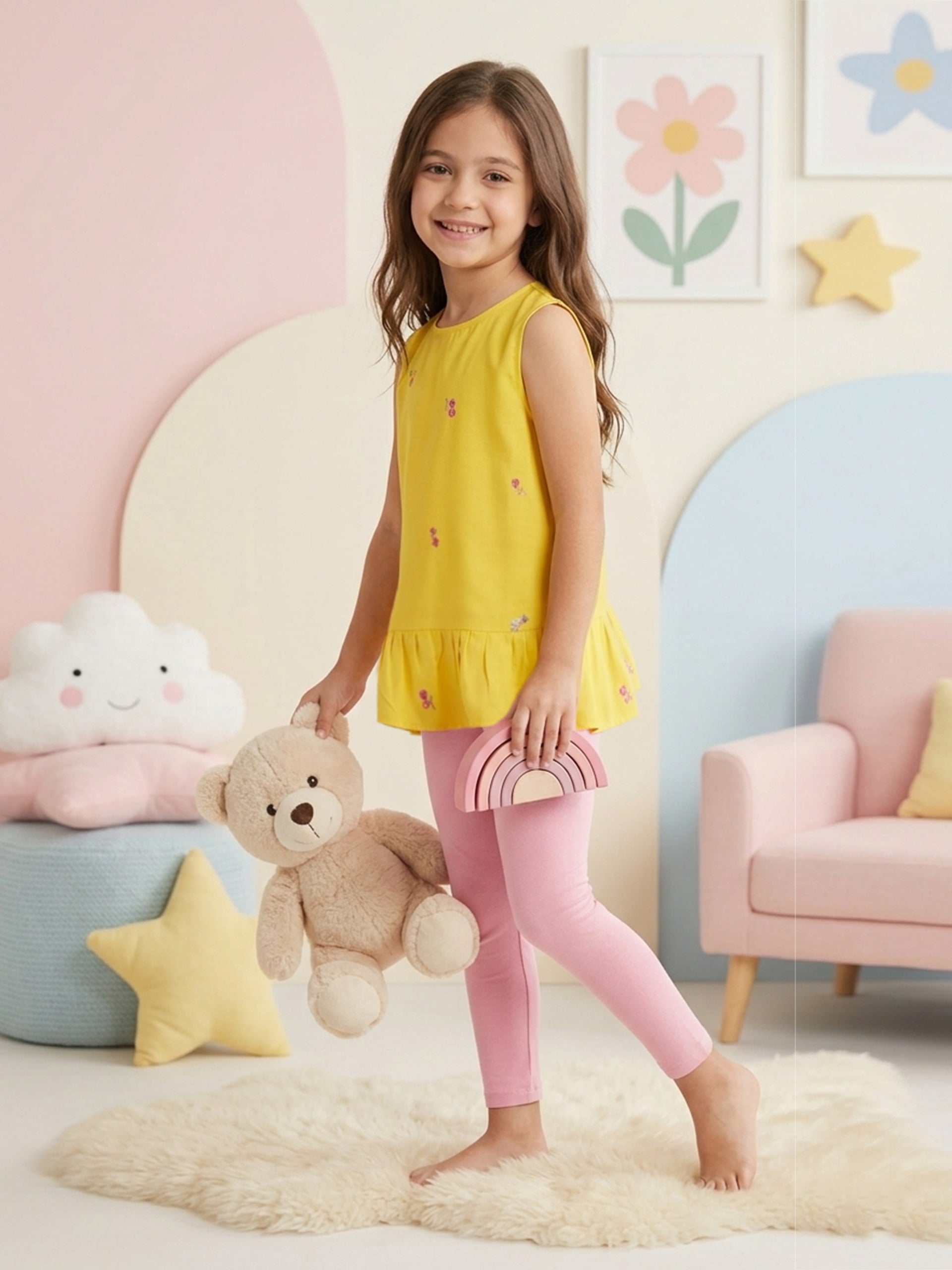(Kids) 2 Piece - Embroidered Cambric Suit KD-031