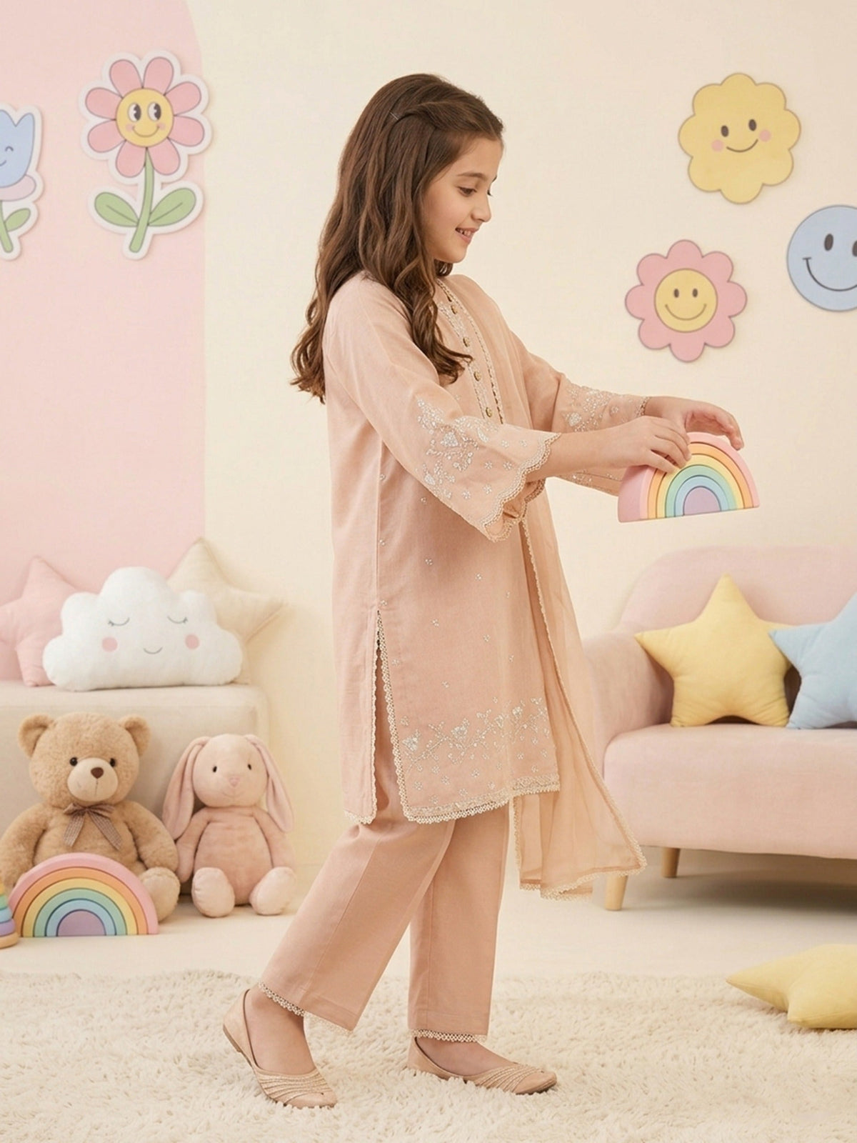 (Kids) 3 Piece - Pure Cotton Net Suit FKD-070