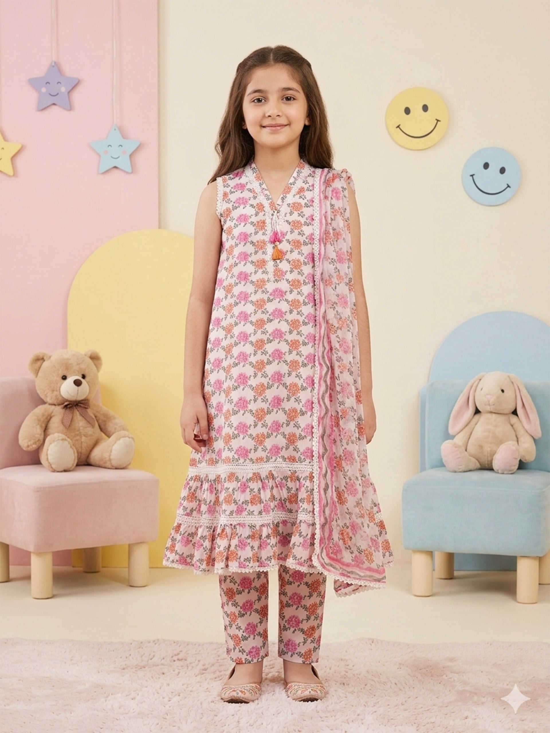 (Teens) 3 Piece - Digital Printed Lawn Suit TN00006