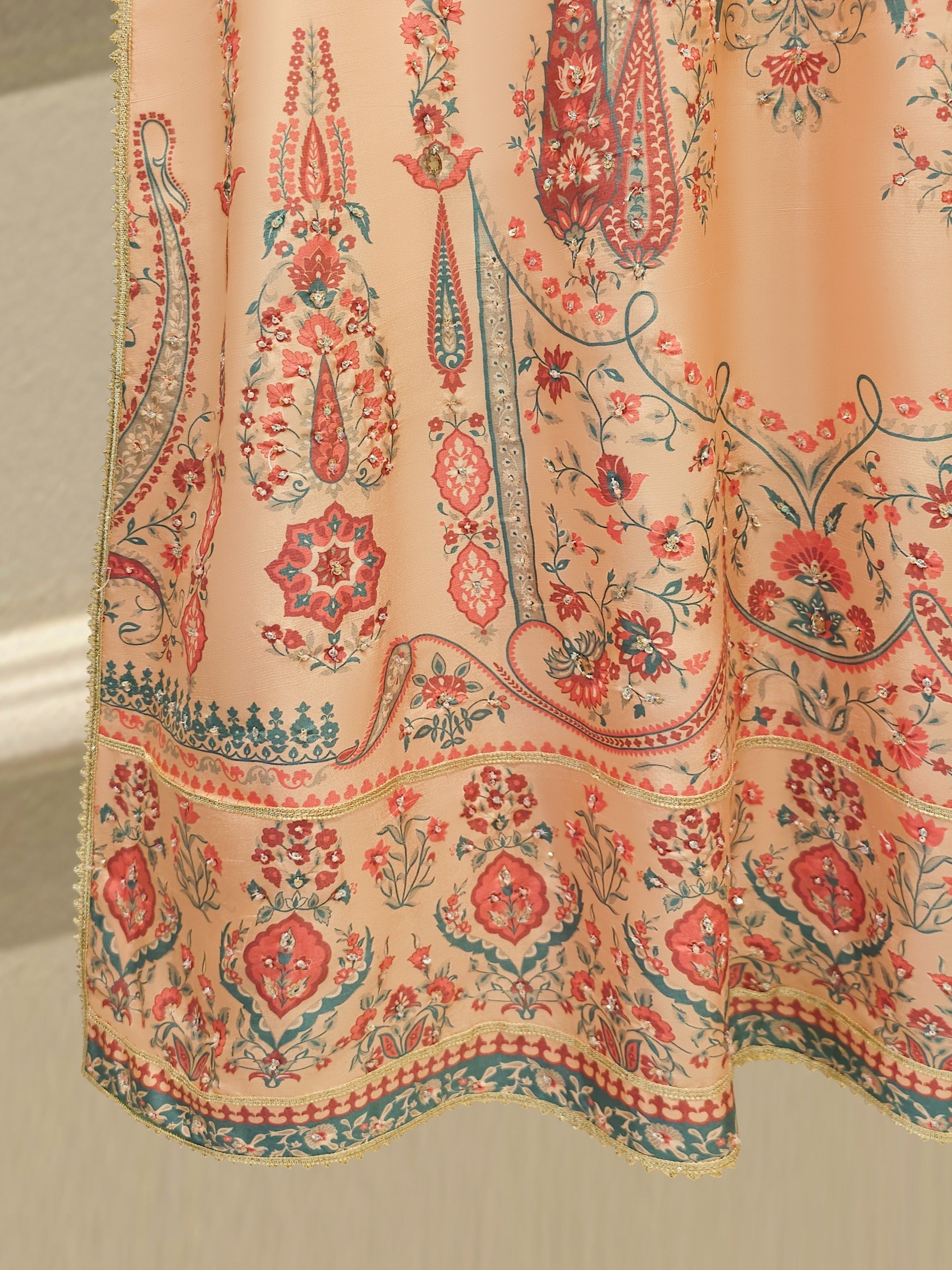 3 Piece- Pure Printed Raw Silk Embroidered Suit S114516