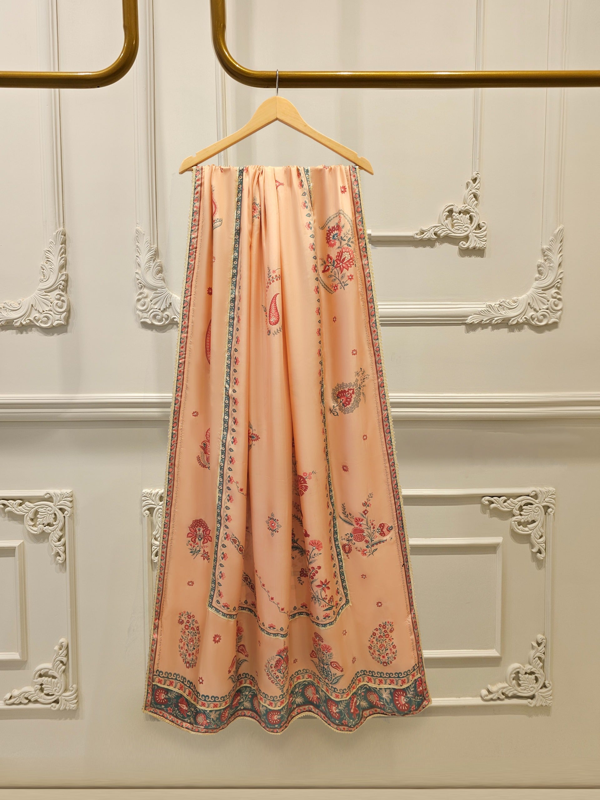 3 Piece- Pure Printed Raw Silk Embroidered Suit S114516