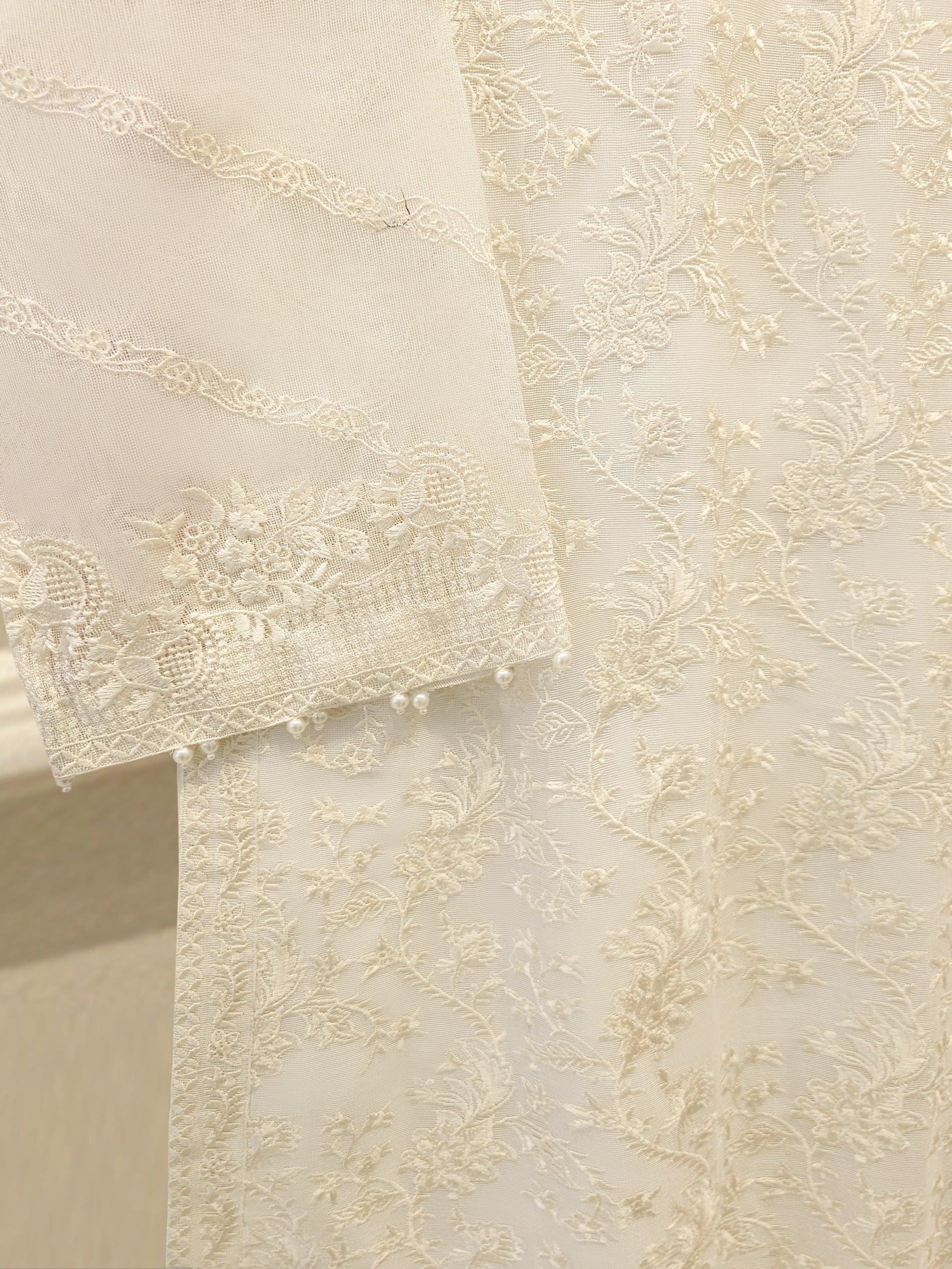 3 Piece - Pure Embroidered Cotton Net Suit S114627