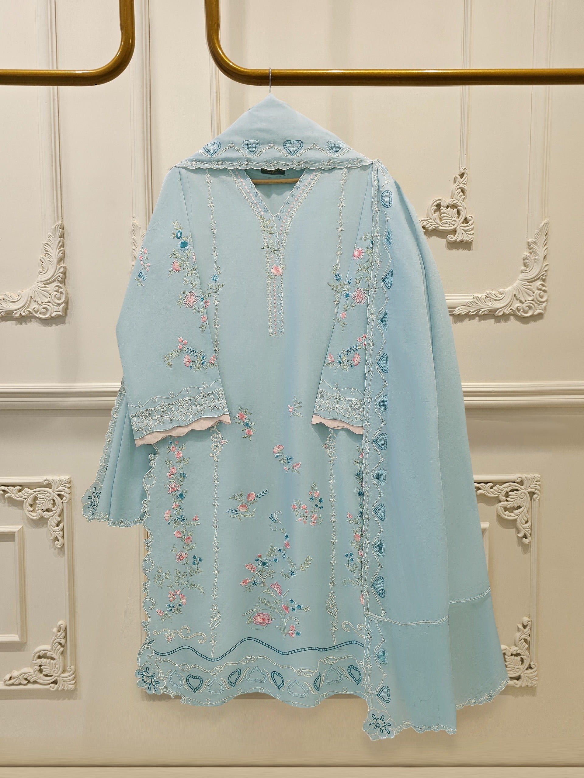 3 Piece - Embroidered Cambric Suit S114628