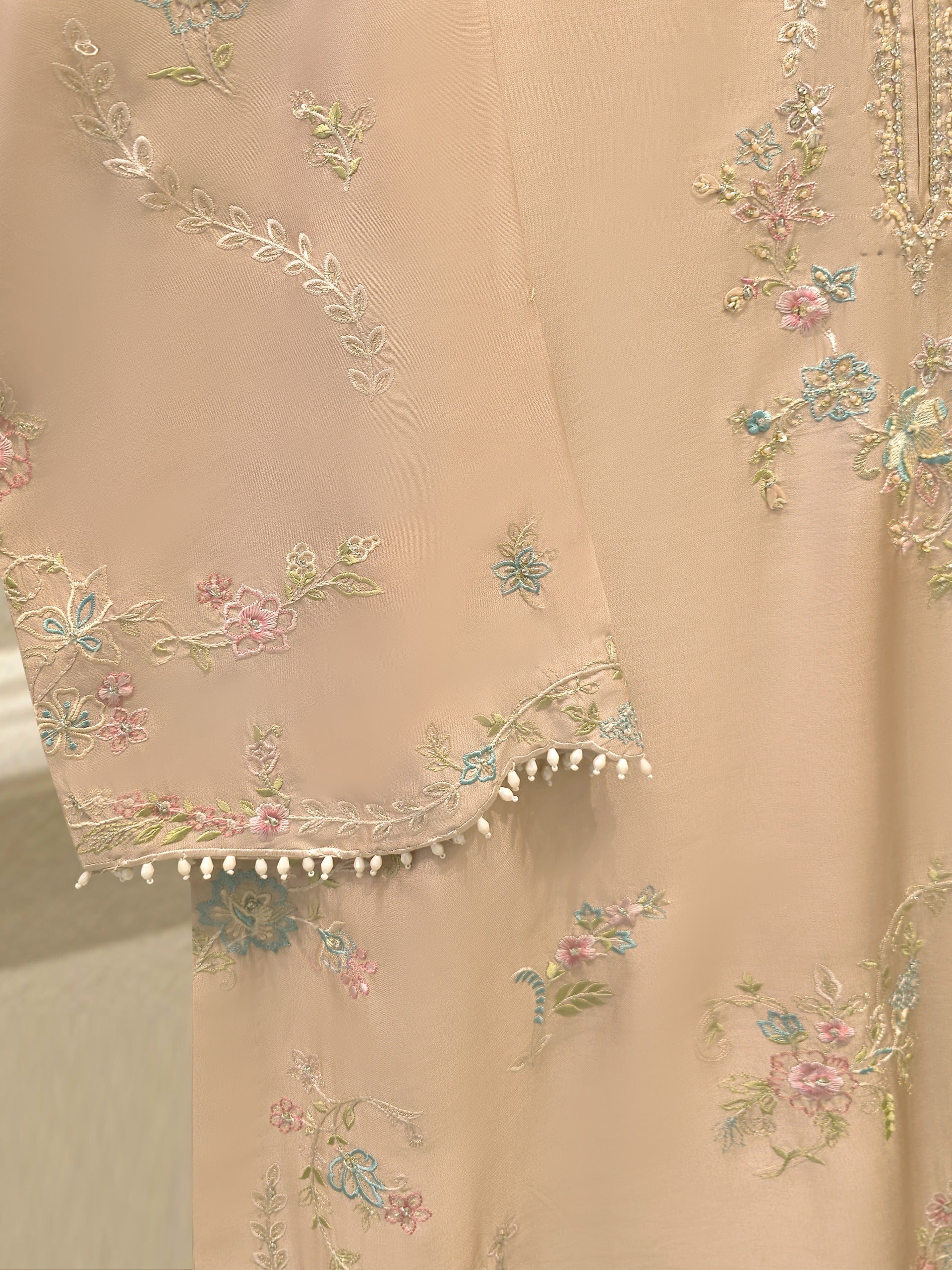 Pure Embroidered Sheesha Silk Shirt S114671