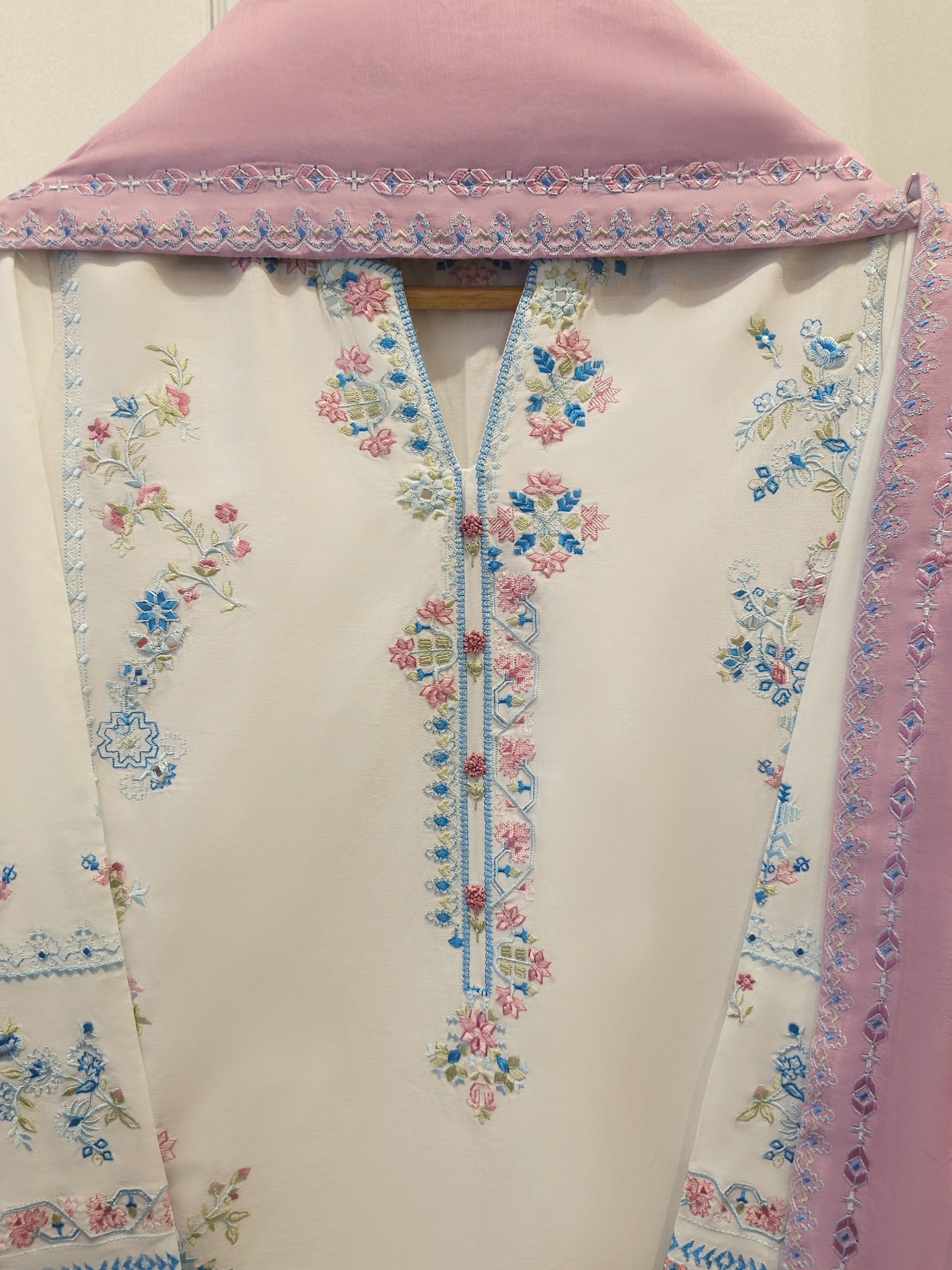 2 Piece - Embroidered Cambric Suit S114731