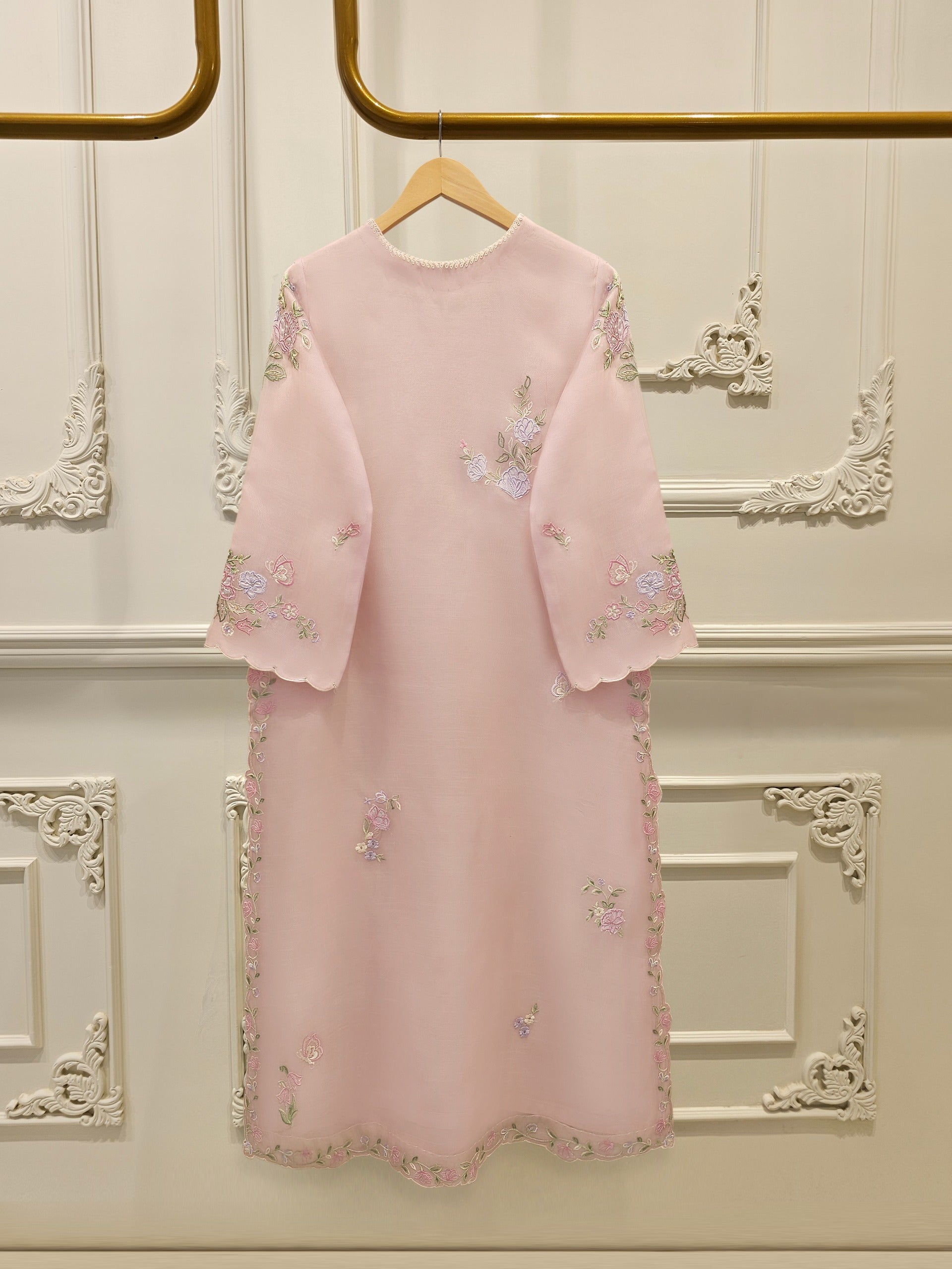 3 Piece - Pure Organza Embroidered Suit S114708